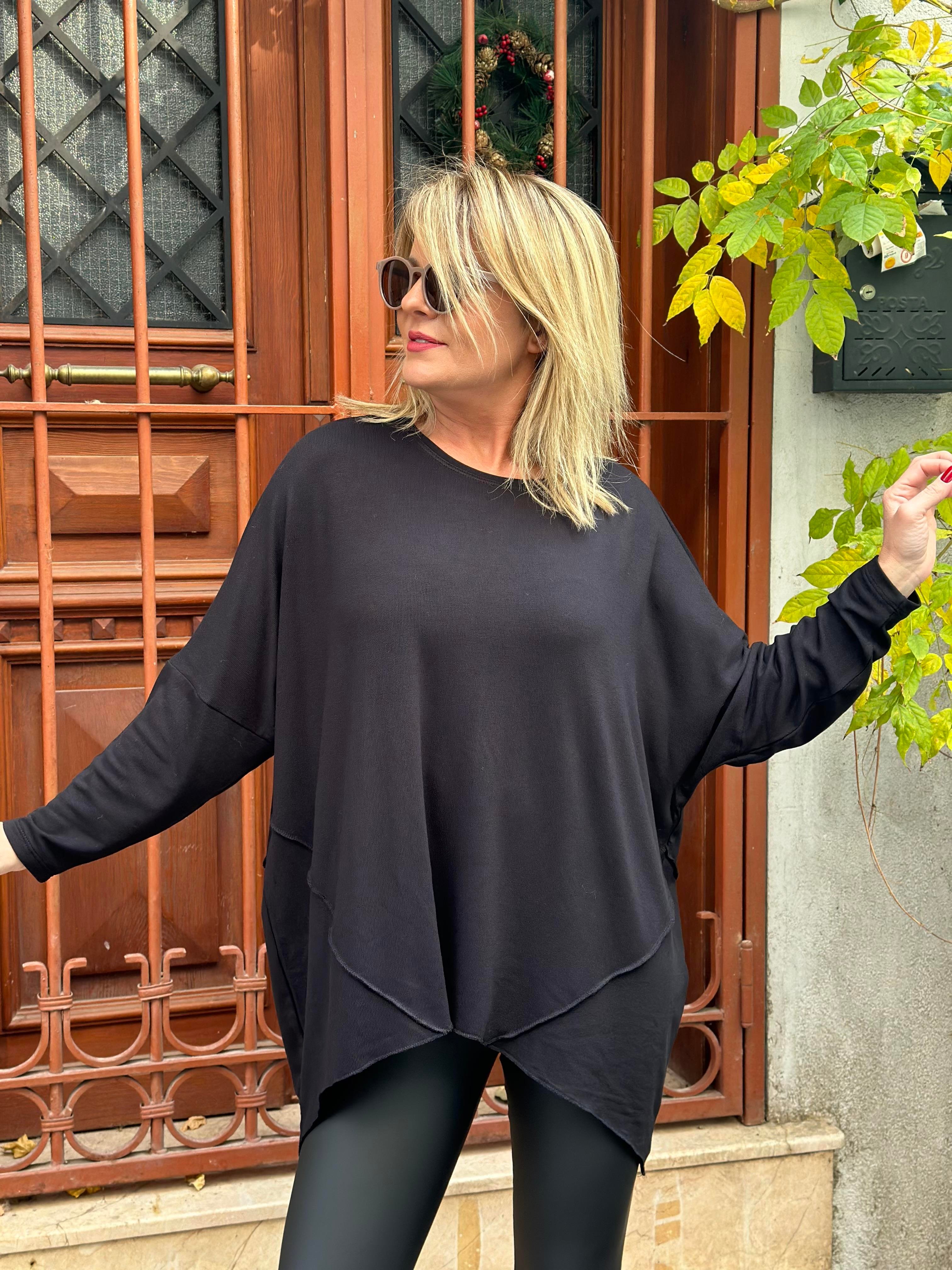 Bisiklet Yaka Ters Dikişli Bluz