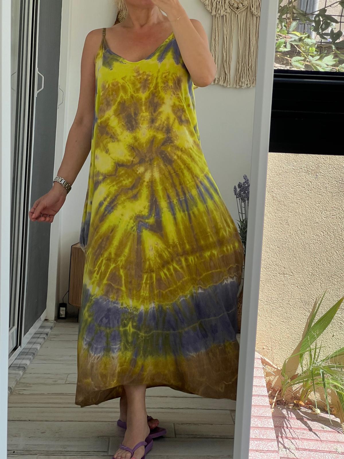Fıstık Batik Askılı Elbise
