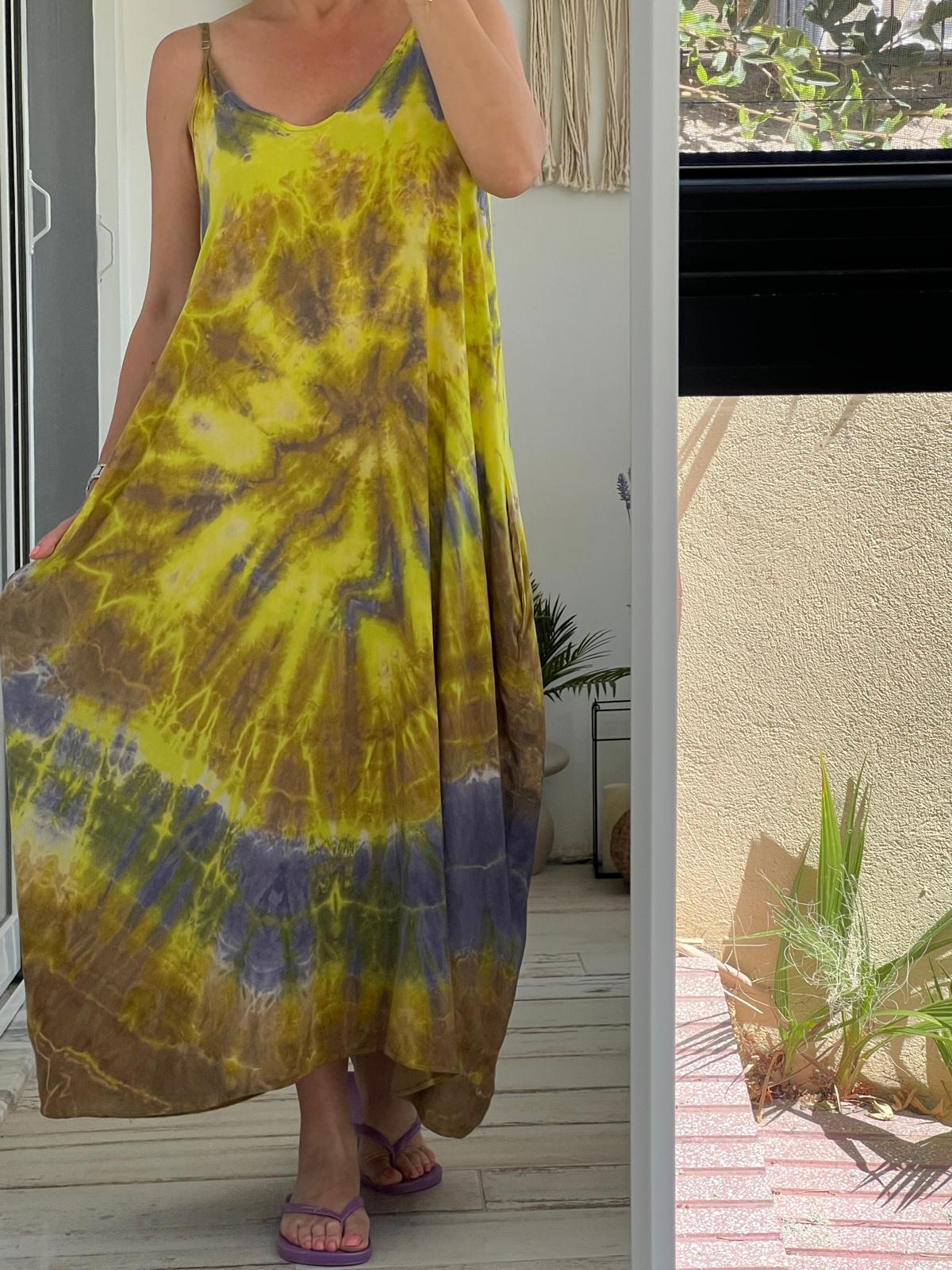 Fıstık Batik Askılı Elbise