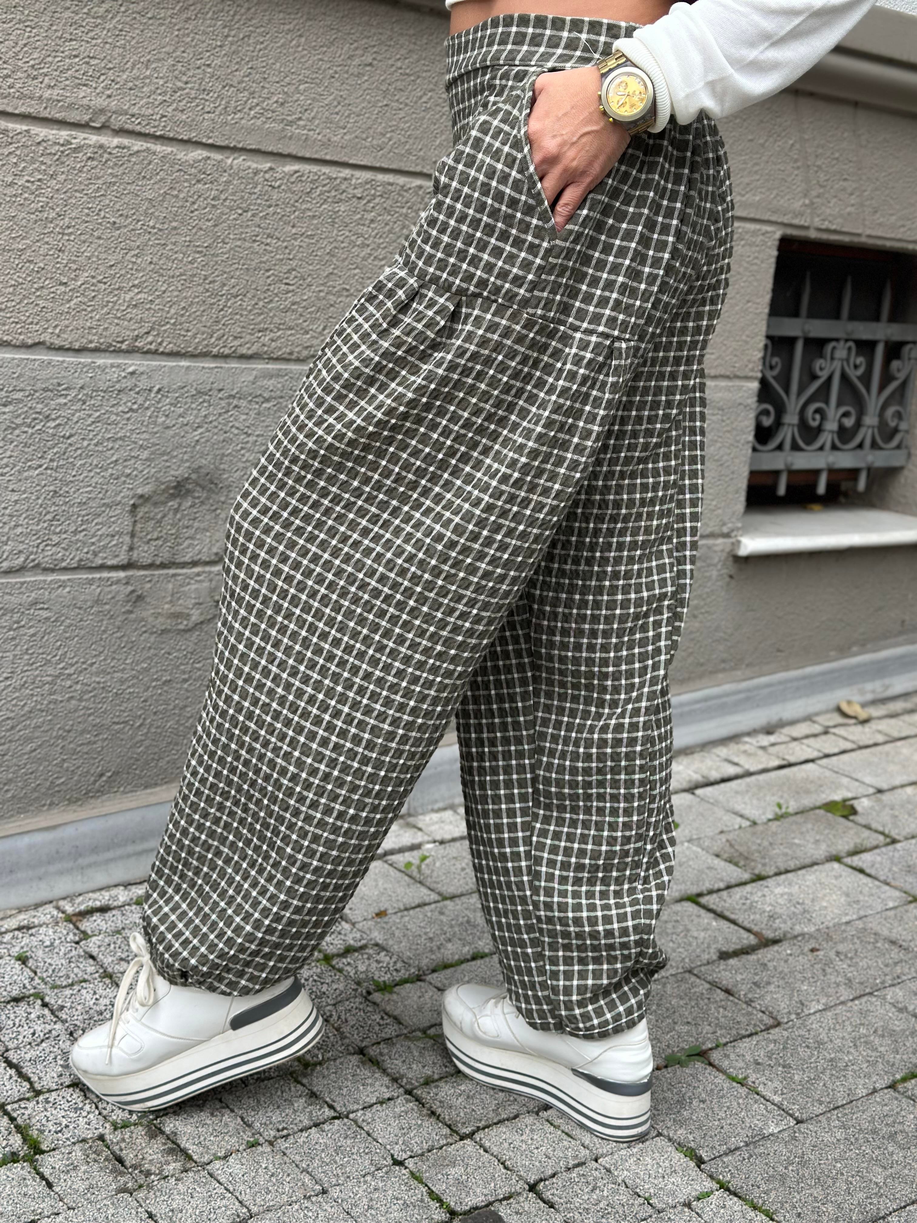 Haki Ekoseli Mona Pantolon