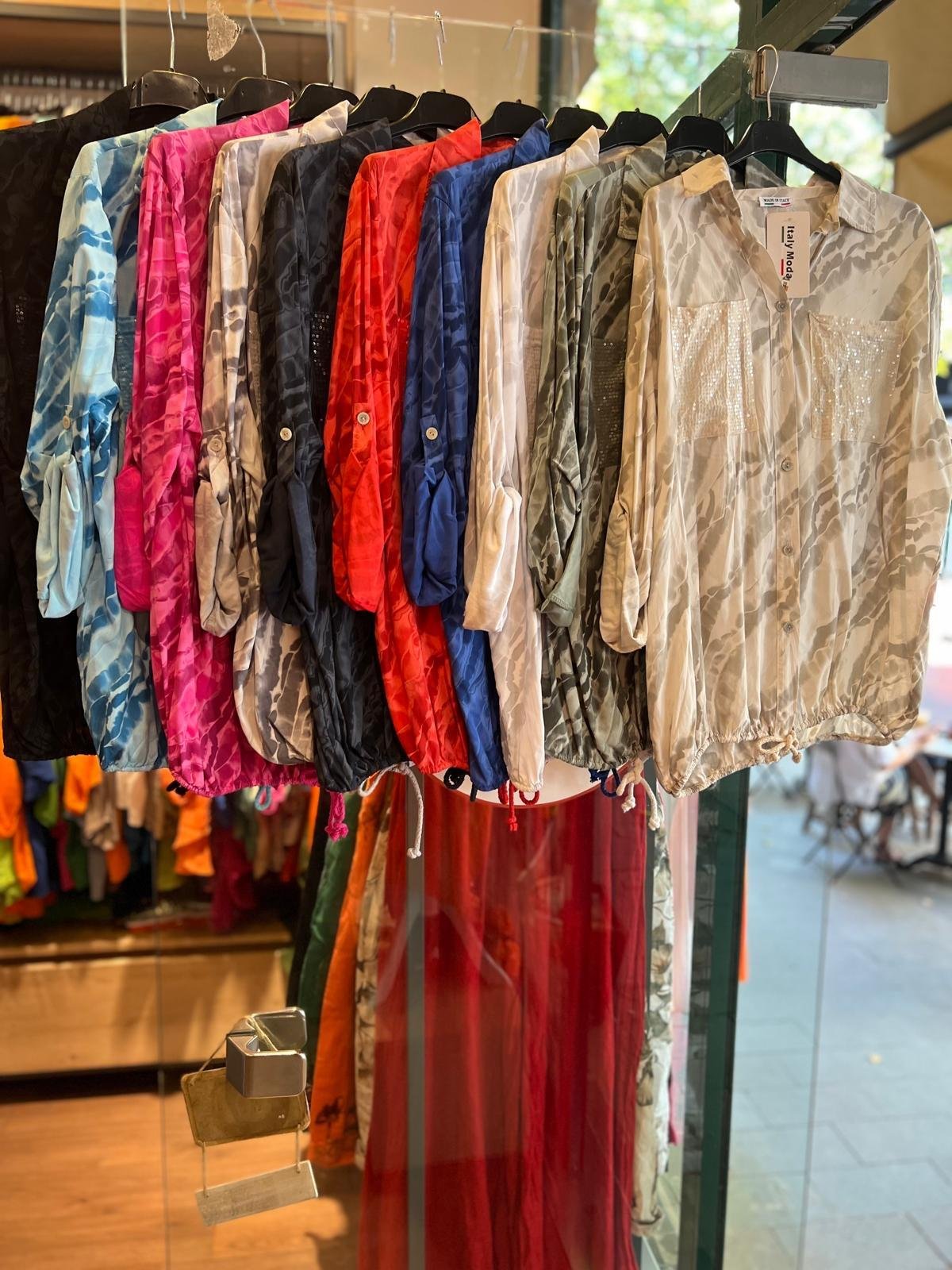 İthal Batik Desen Cep Payetli Gömlek