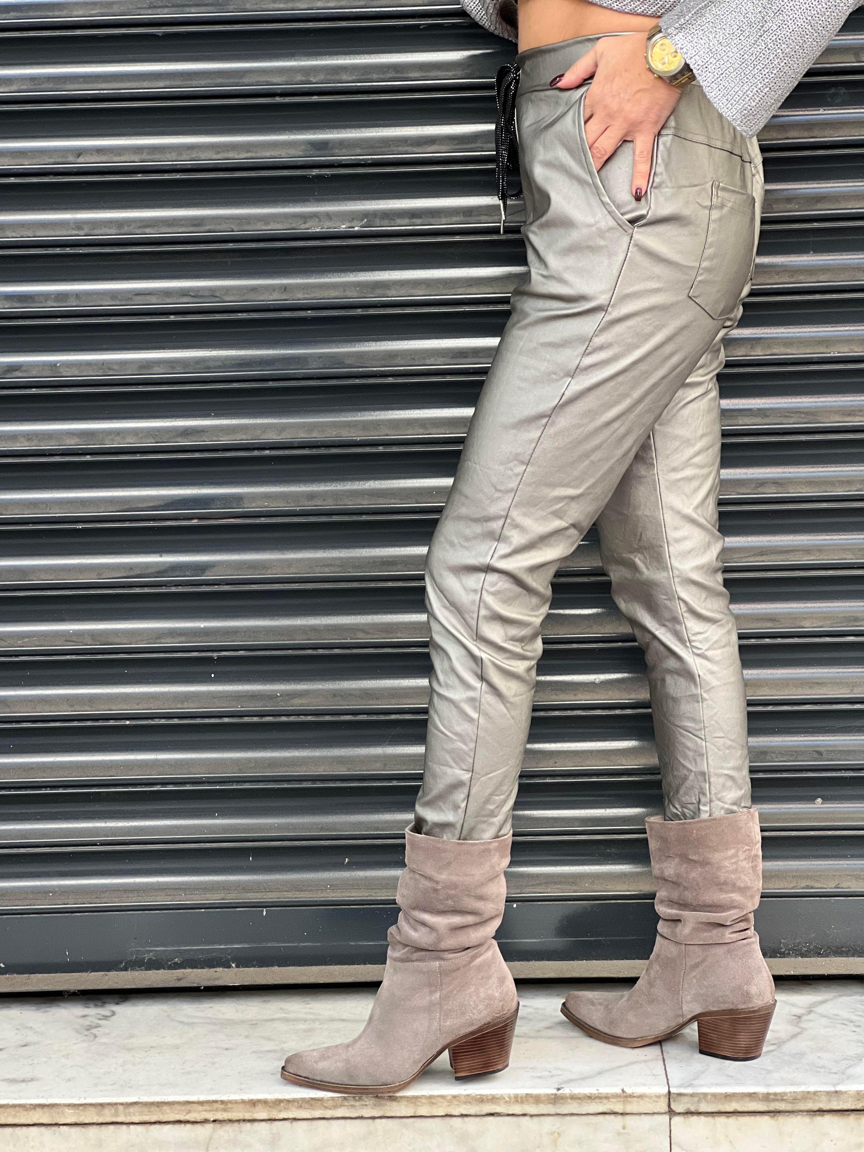 İthal Deri Likralı Pantolon