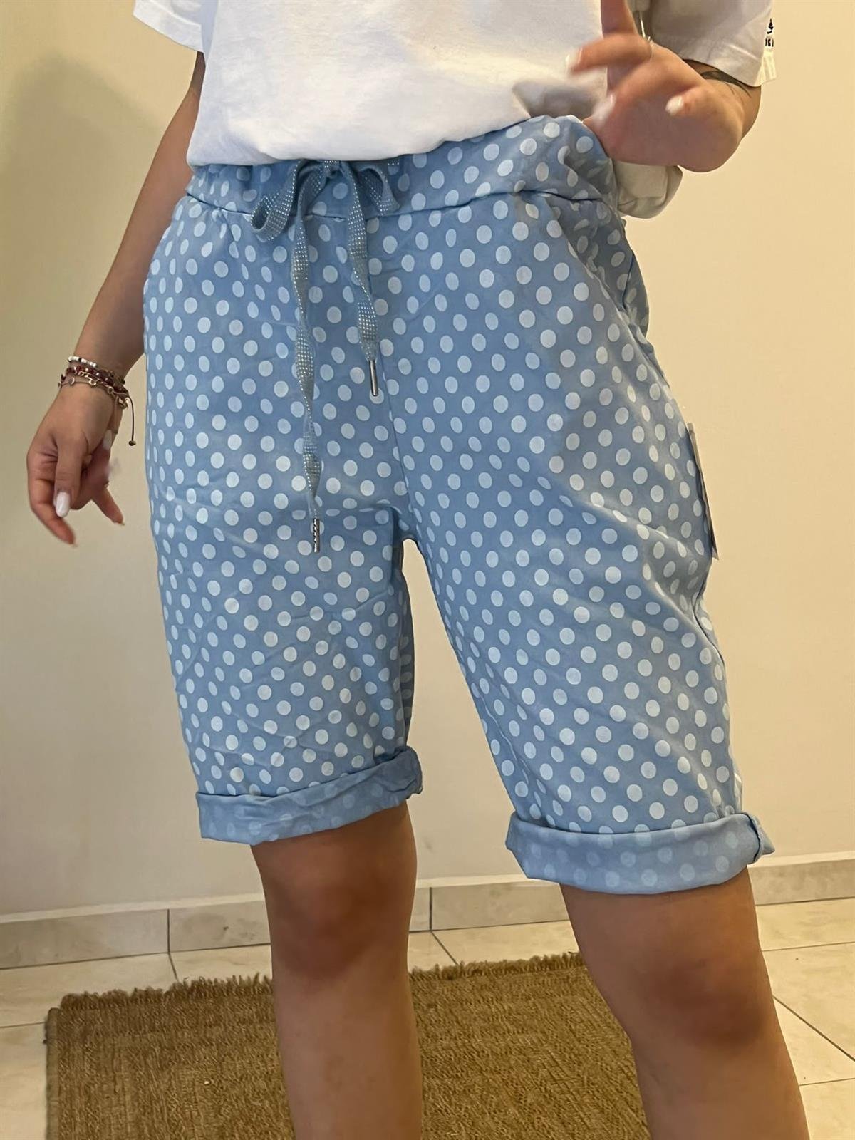 İthal Likralı Puantiyeli Şort