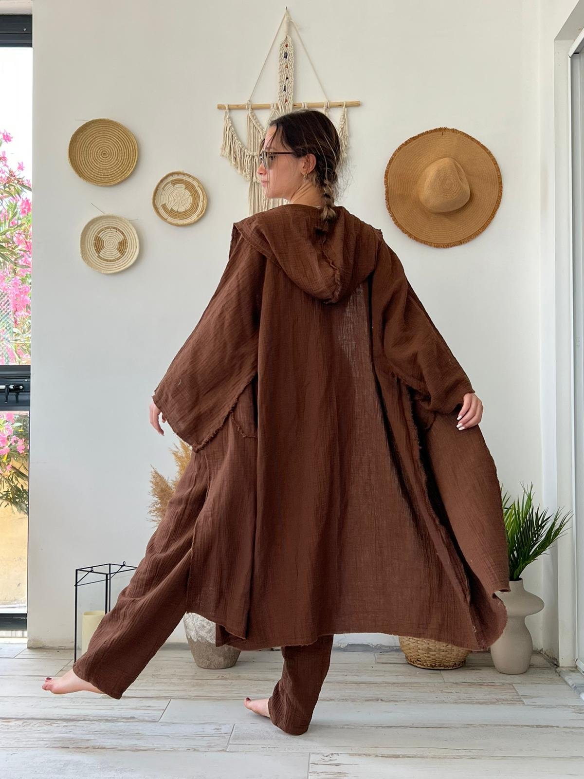 Kahve Müslin Kaftan