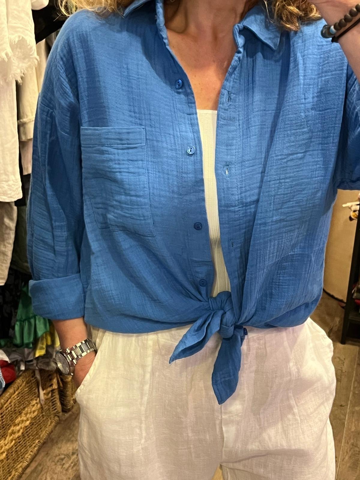 Mavi Müslin Gömlek