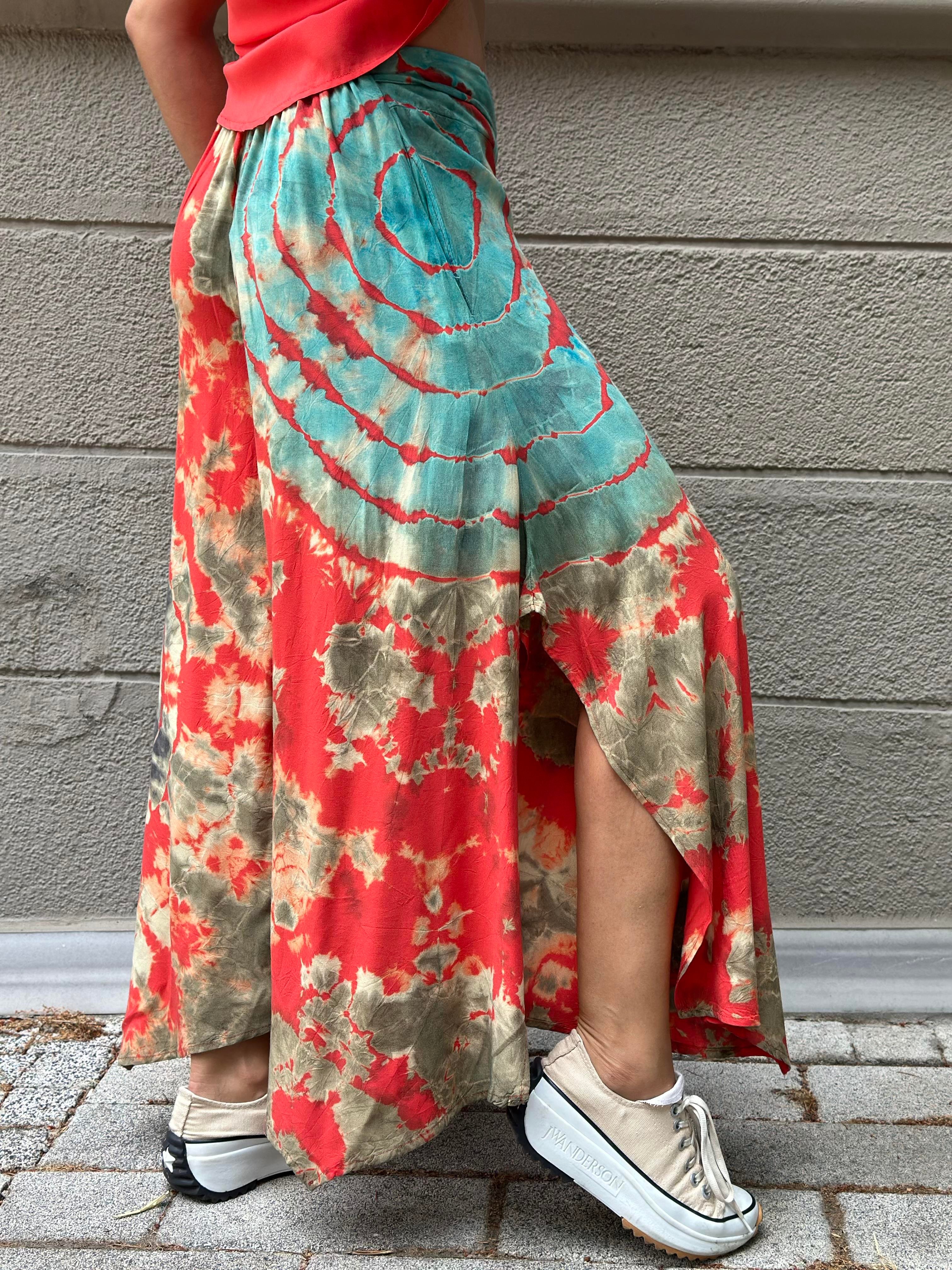 Mercan Batik Yırtmaçlı Pantolon