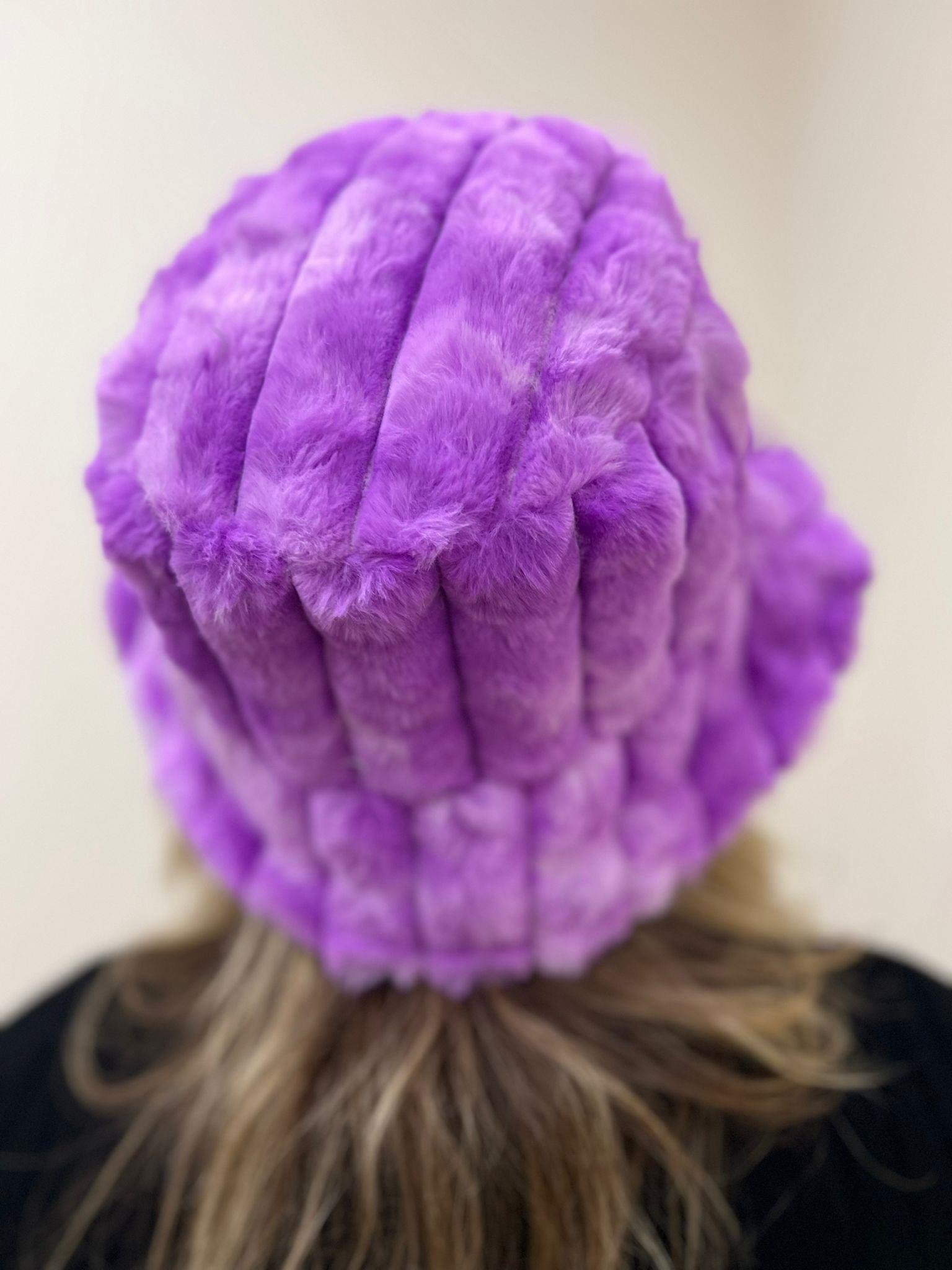 Mor Peluş Bucket Şapka