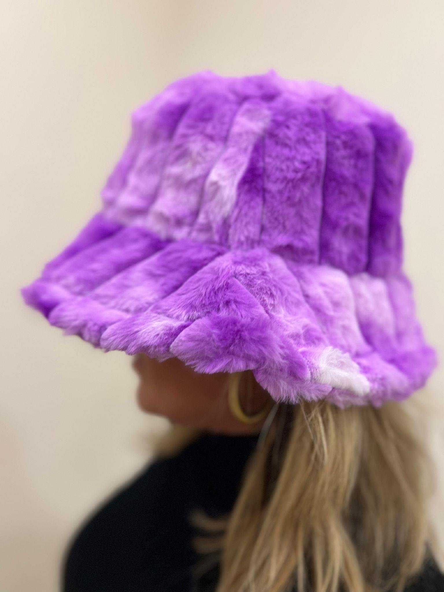 Mor Peluş Bucket Şapka