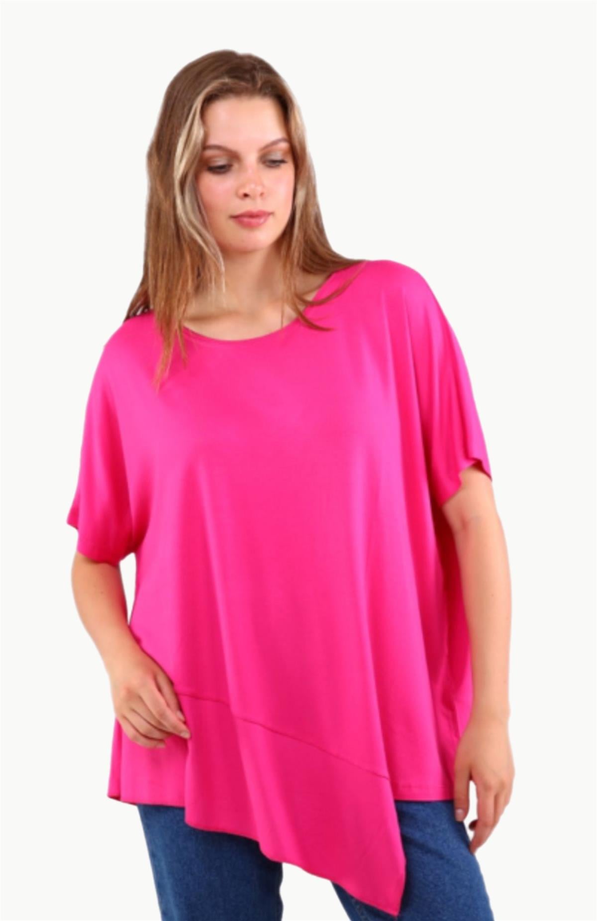 Pembe Verev Salaş Kısa Kol Bluz