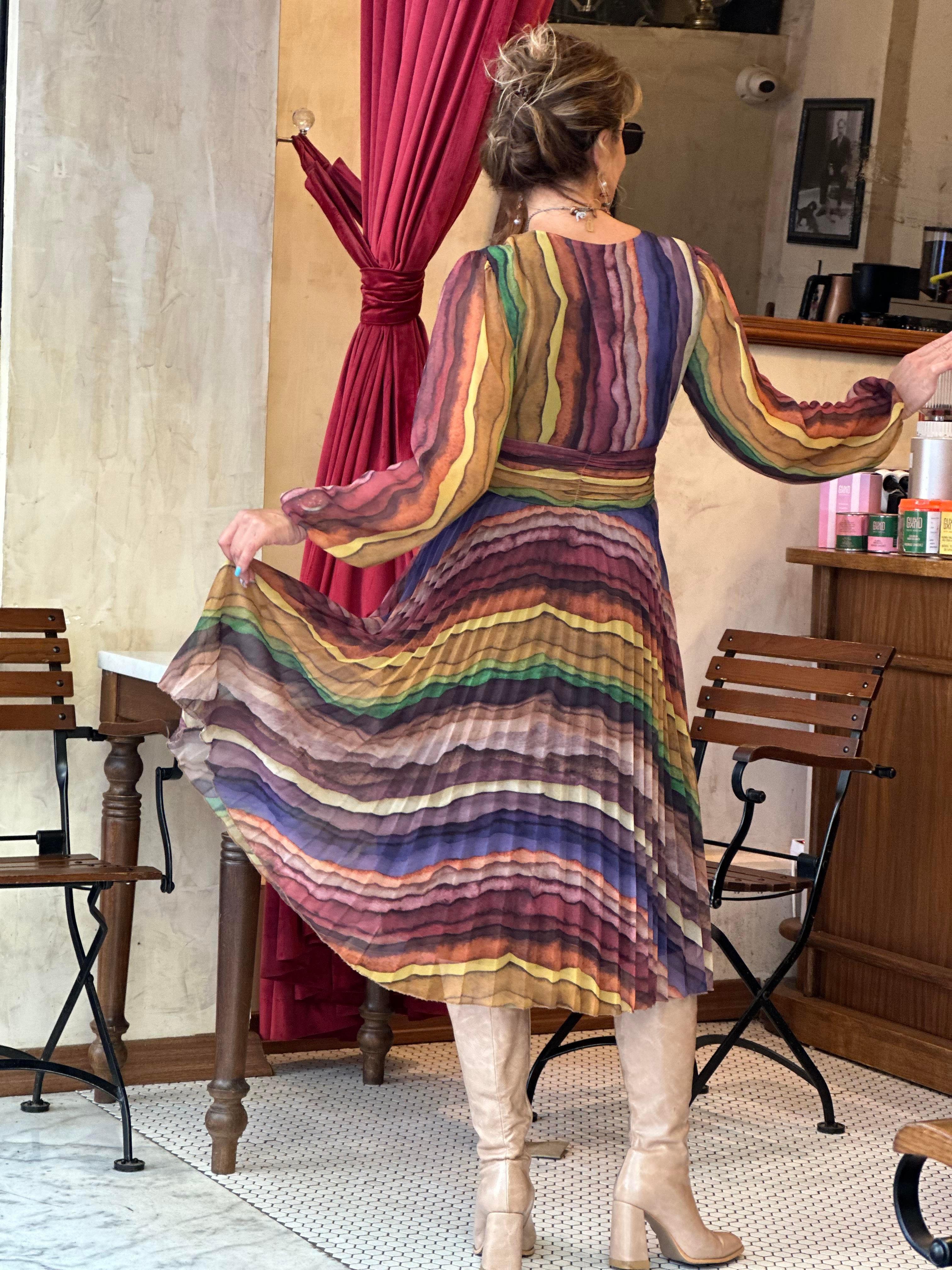 Şifon Pileli Elbise