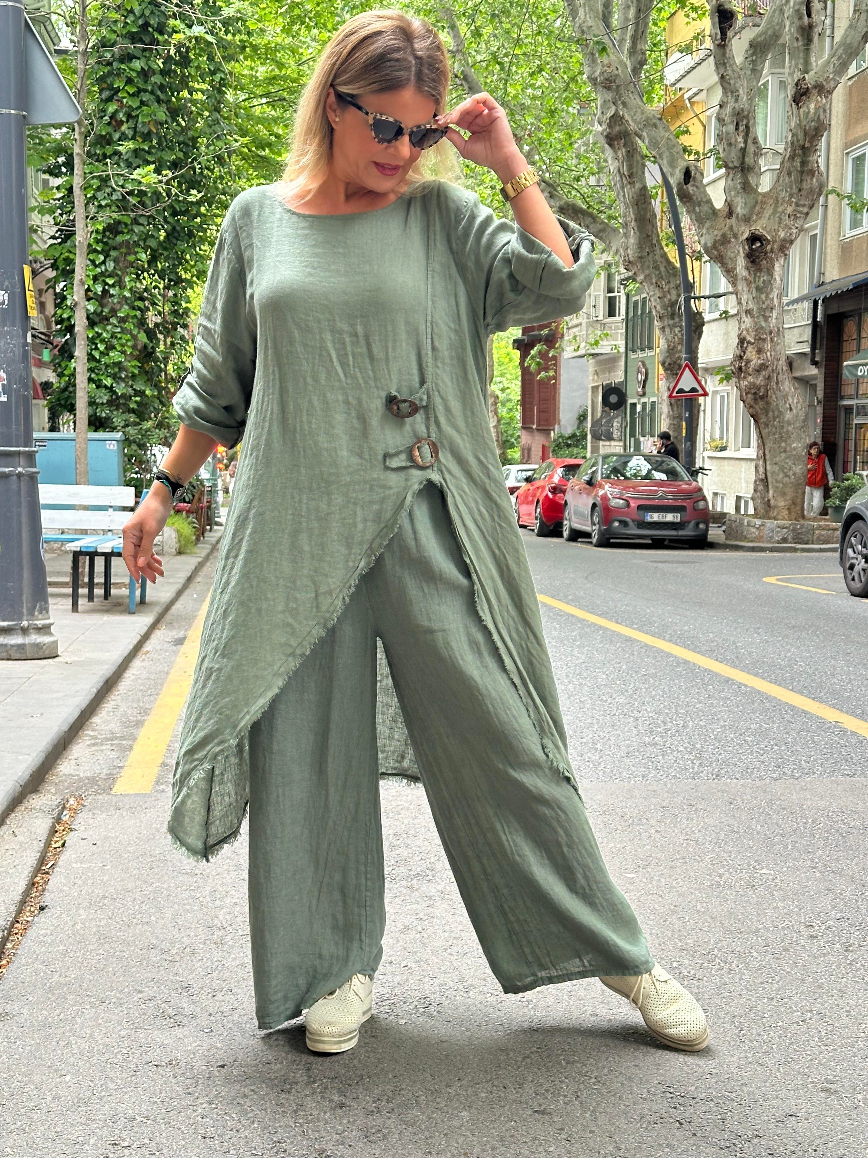 Tunik Pantolon Keten Takım