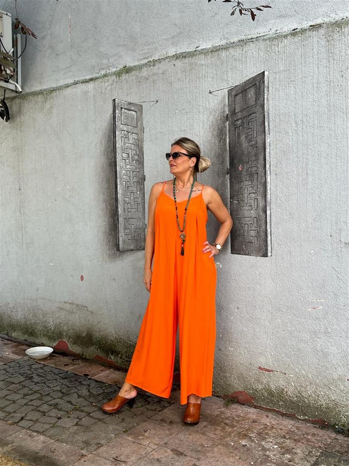 Turuncu Bol Paça Salaş Tulum