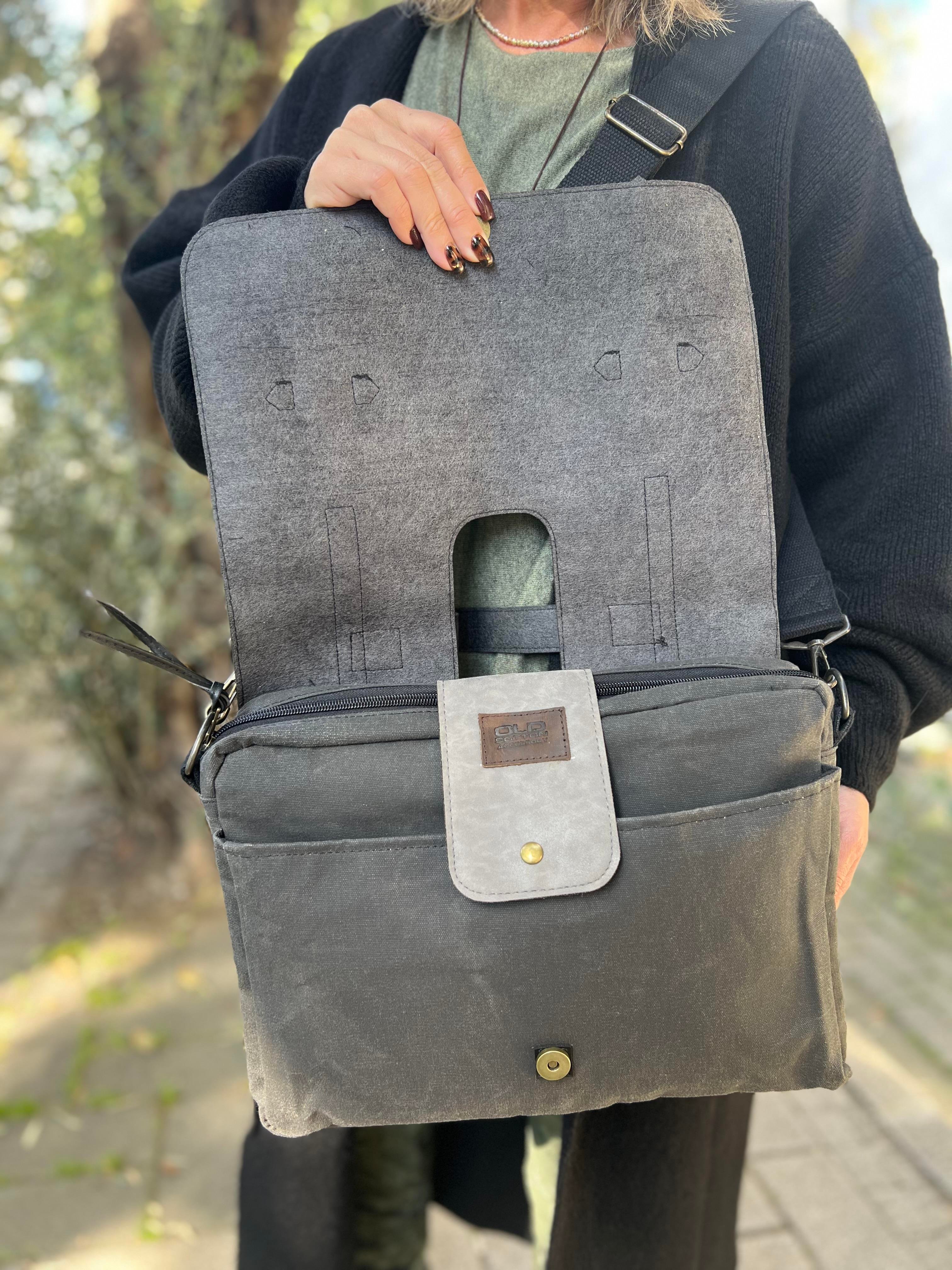 Vegan Deri Kanvas Unisex Çanta