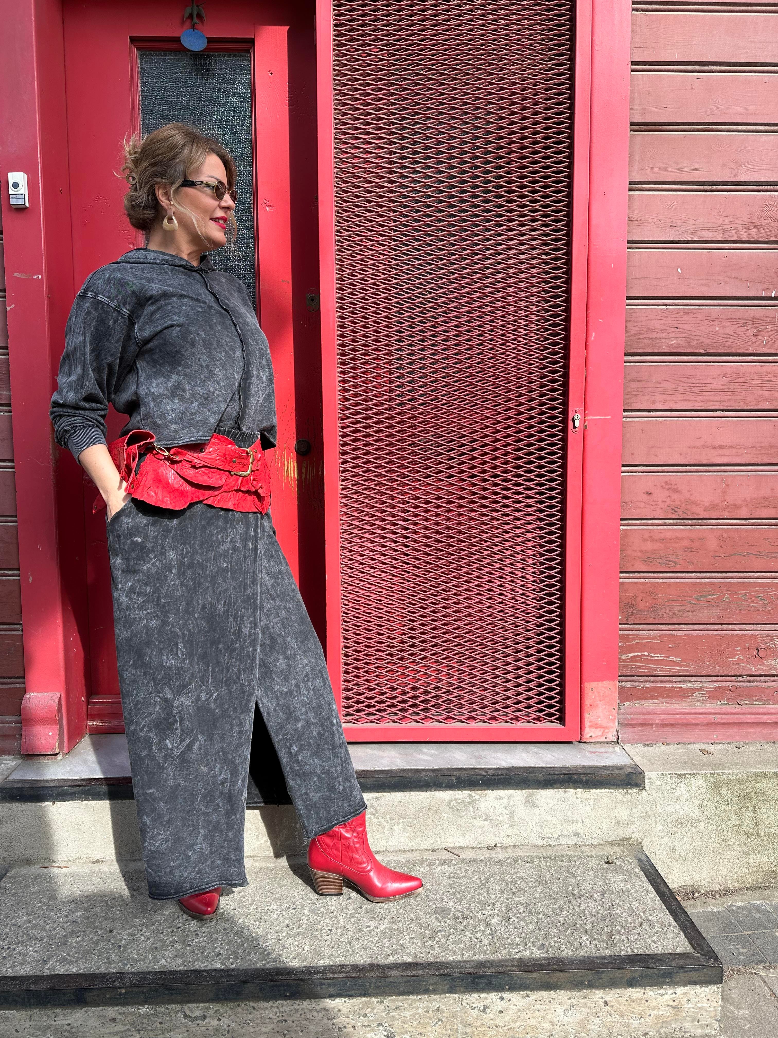 Yıkamalı Etek Sweatshirt Takım