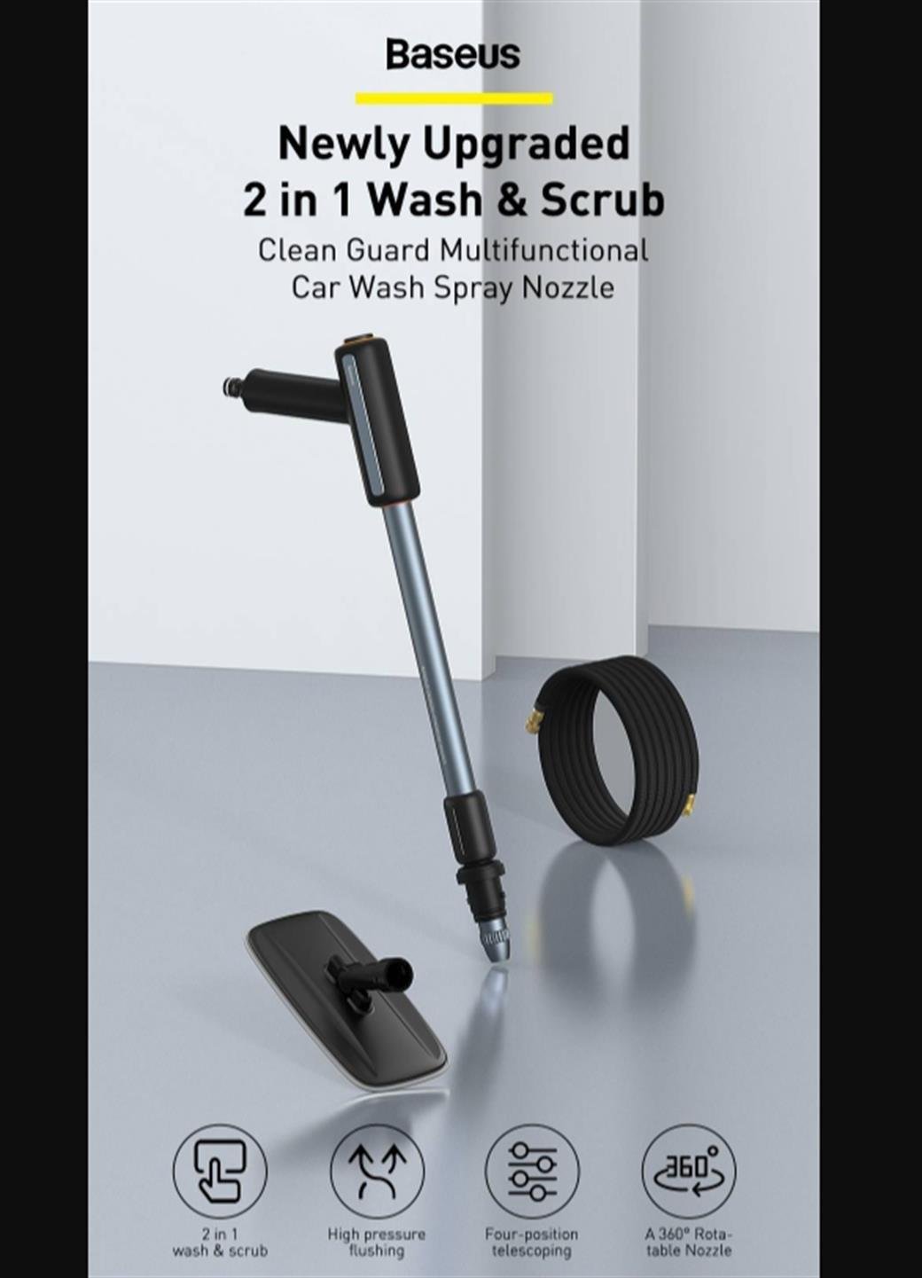 Baseus Clean Guard 2İn1 Araç Yıkama Başlığı Ve Hortumu 15 Metre N11.314