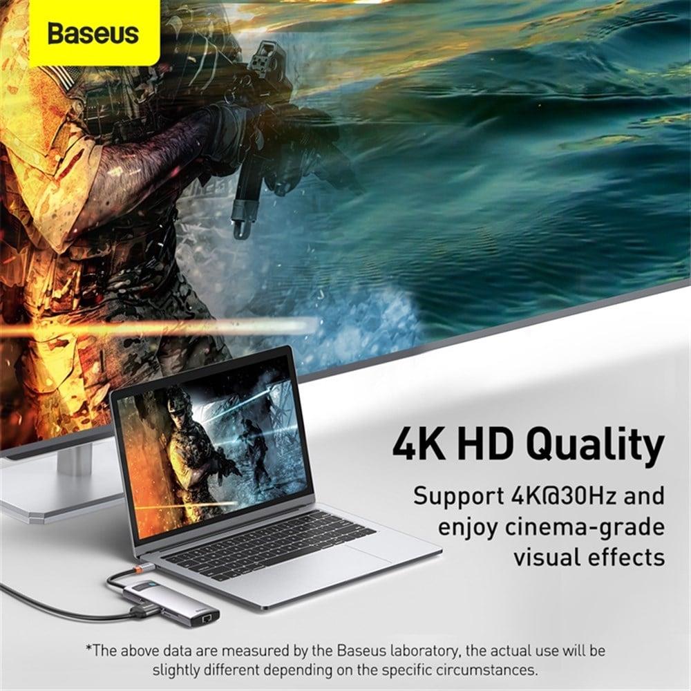 Baseus Metal Gleam 8in1 Multifonksiyonel Type-C Hub Dock Station CAHUB-CV0G