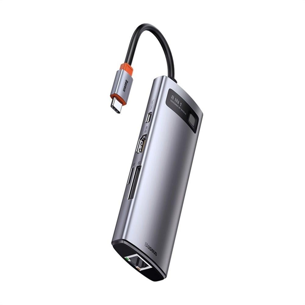 Baseus Metal Gleam 8in1 Multifonksiyonel Type-C Hub Dock Station CAHUB-CV0G