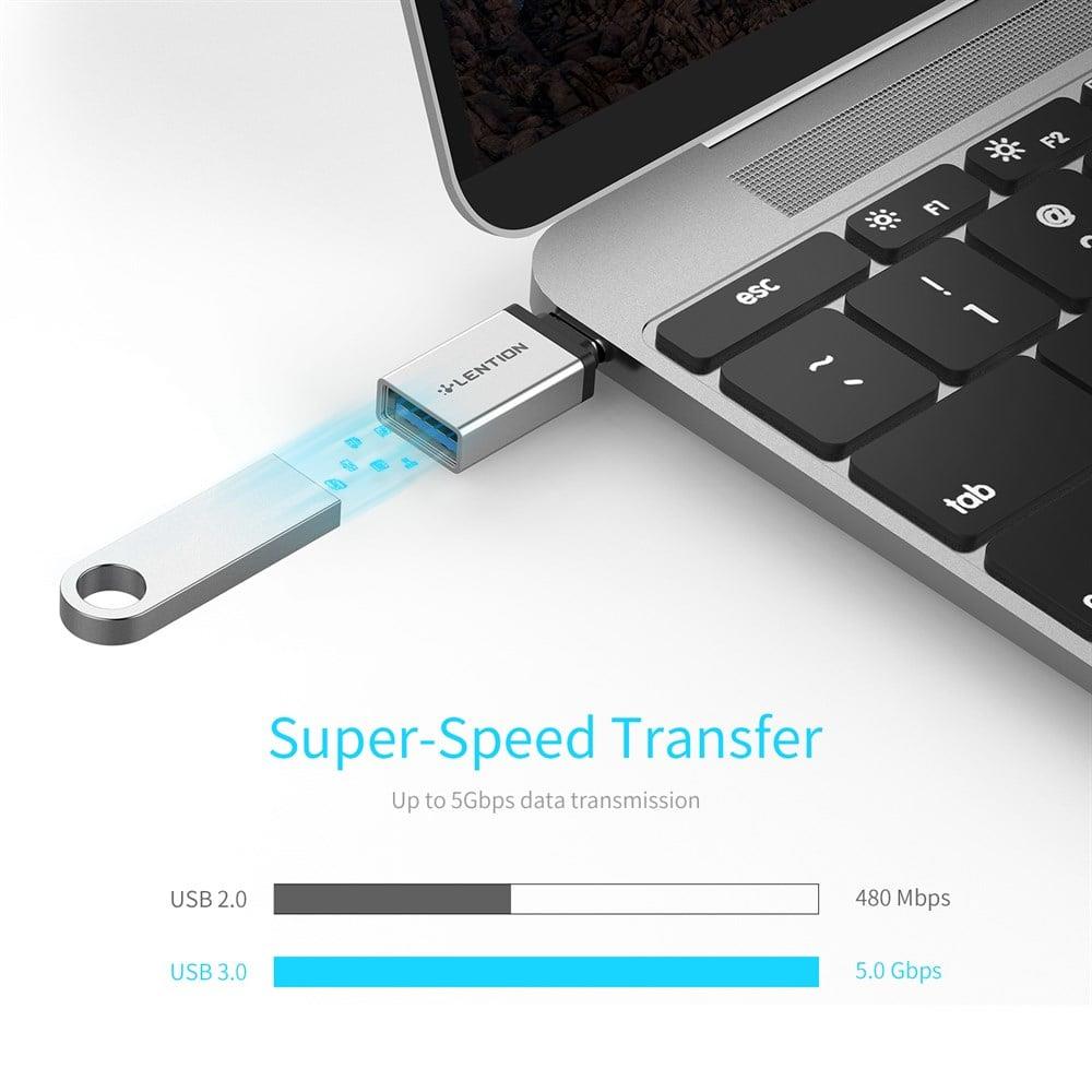 Lention Type C To Usb 3.0 Çevirici Dönüştürücü Otg Adaptör Gümüş C3