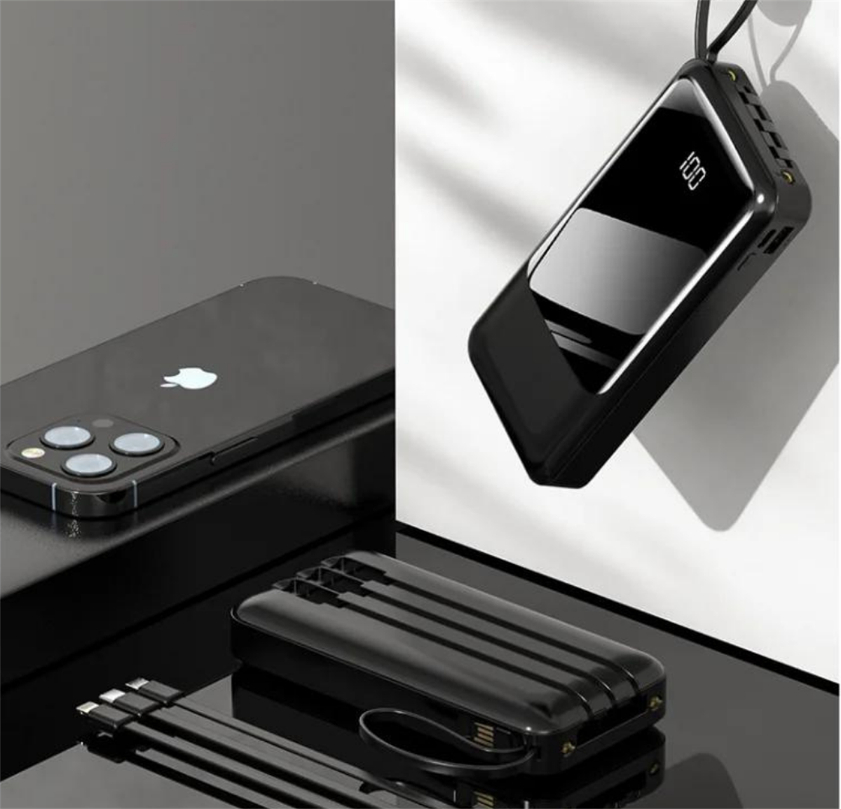 LivX 2000 mAh Dijital Göstergeli Çoklu Kablolu Taşınabilir , Fenerli Powerbank TPE-01