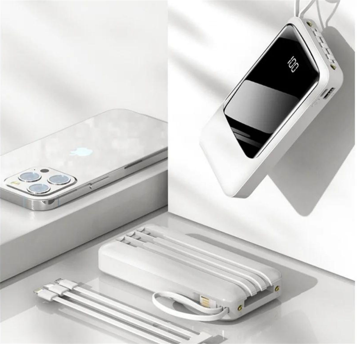 LivX 2000 mAh Dijital Göstergeli Çoklu Kablolu Taşınabilir , Fenerli Powerbank TPE-01