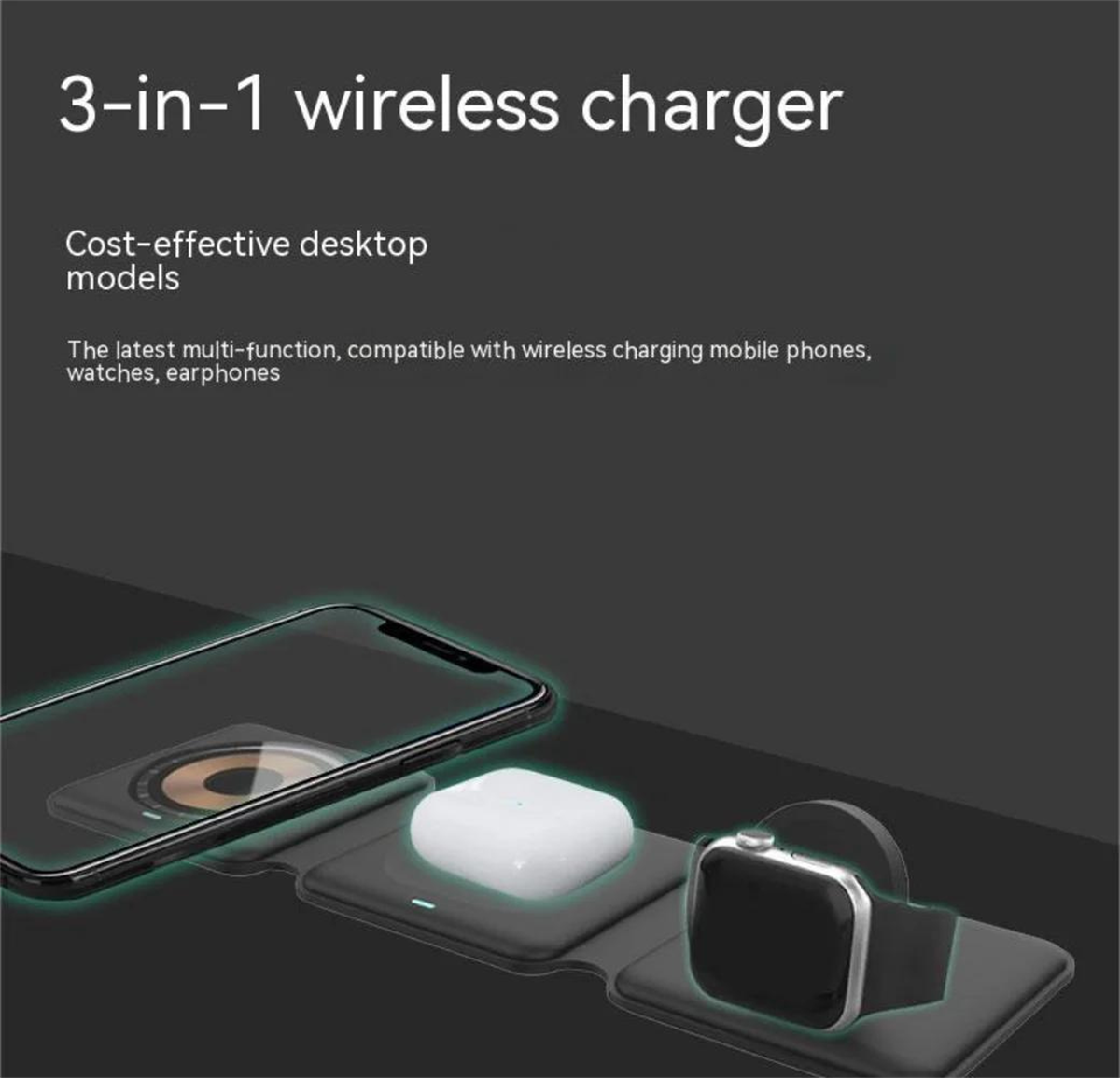 LivX 3 IN1  15W Kablosuz Şarj Seti Akıllı Saat, Kulaklık, Telefon  Hızlı Şarj  Standı SM-03 