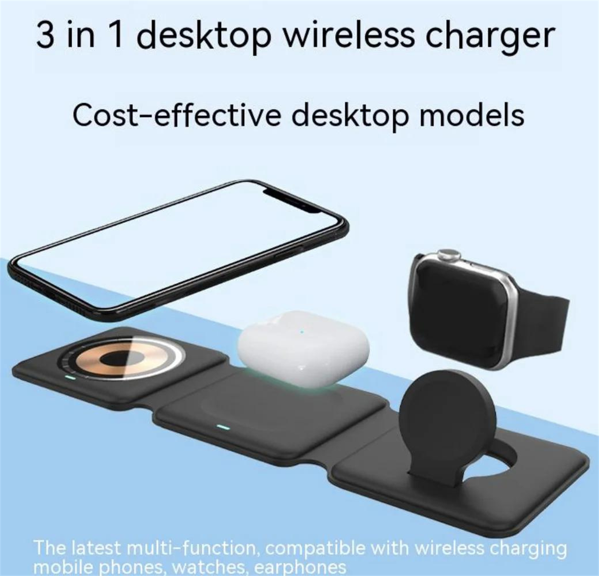 LivX 3 IN1  15W Kablosuz Şarj Seti Akıllı Saat, Kulaklık, Telefon  Hızlı Şarj  Standı SM-03 