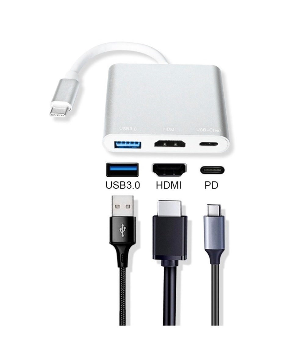 LivX 3in1 Type C Çevirici Dönüştürücü Çoklayıcı HUB Gümüş LVA-1032