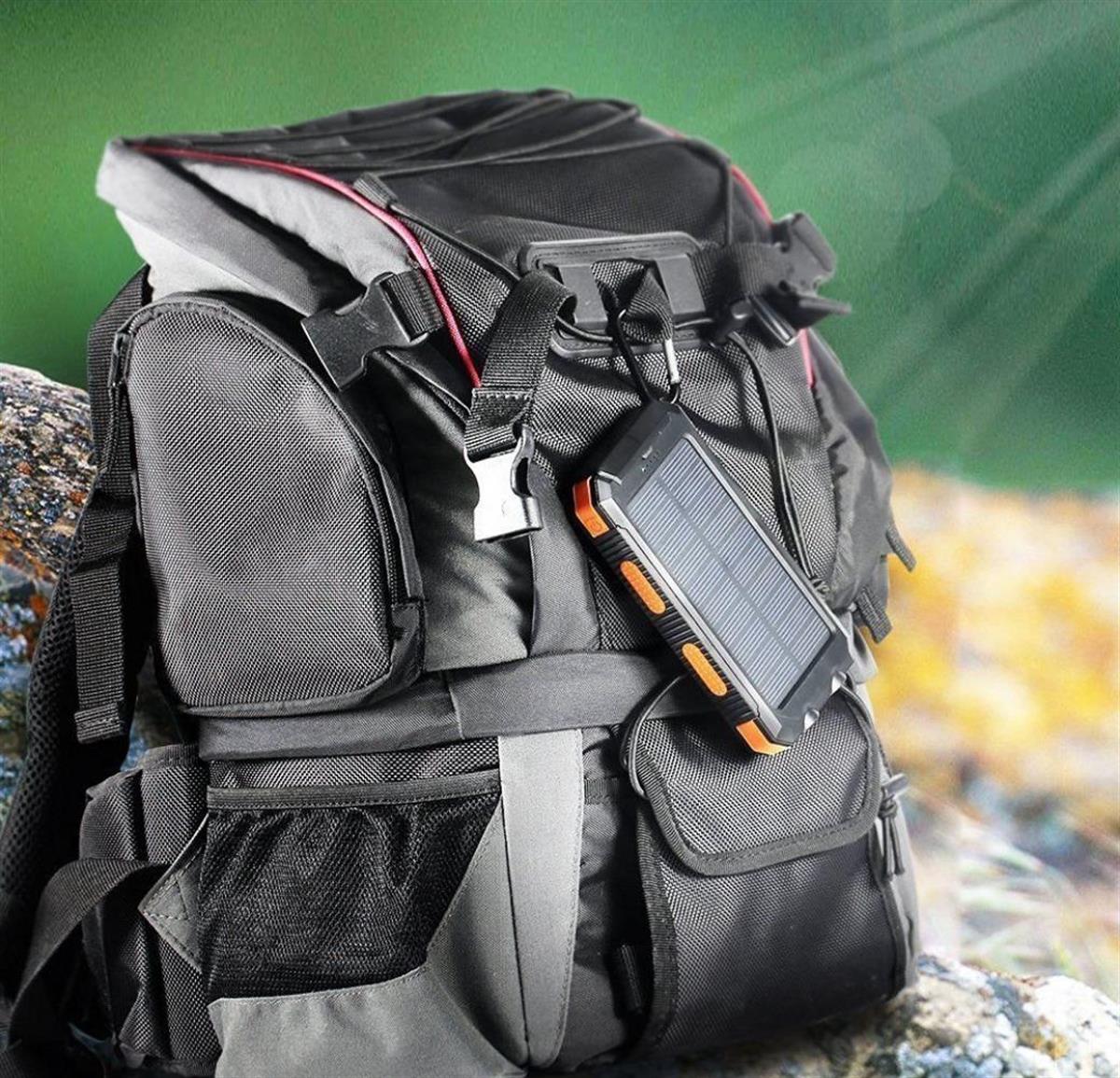 LivX Agile PoliKristal 20000mAh Solar Güneş Enerjili Powerbank Su Geçirmez Taşınabilir Göstergeli Fenerli L50-2-ORANGE
