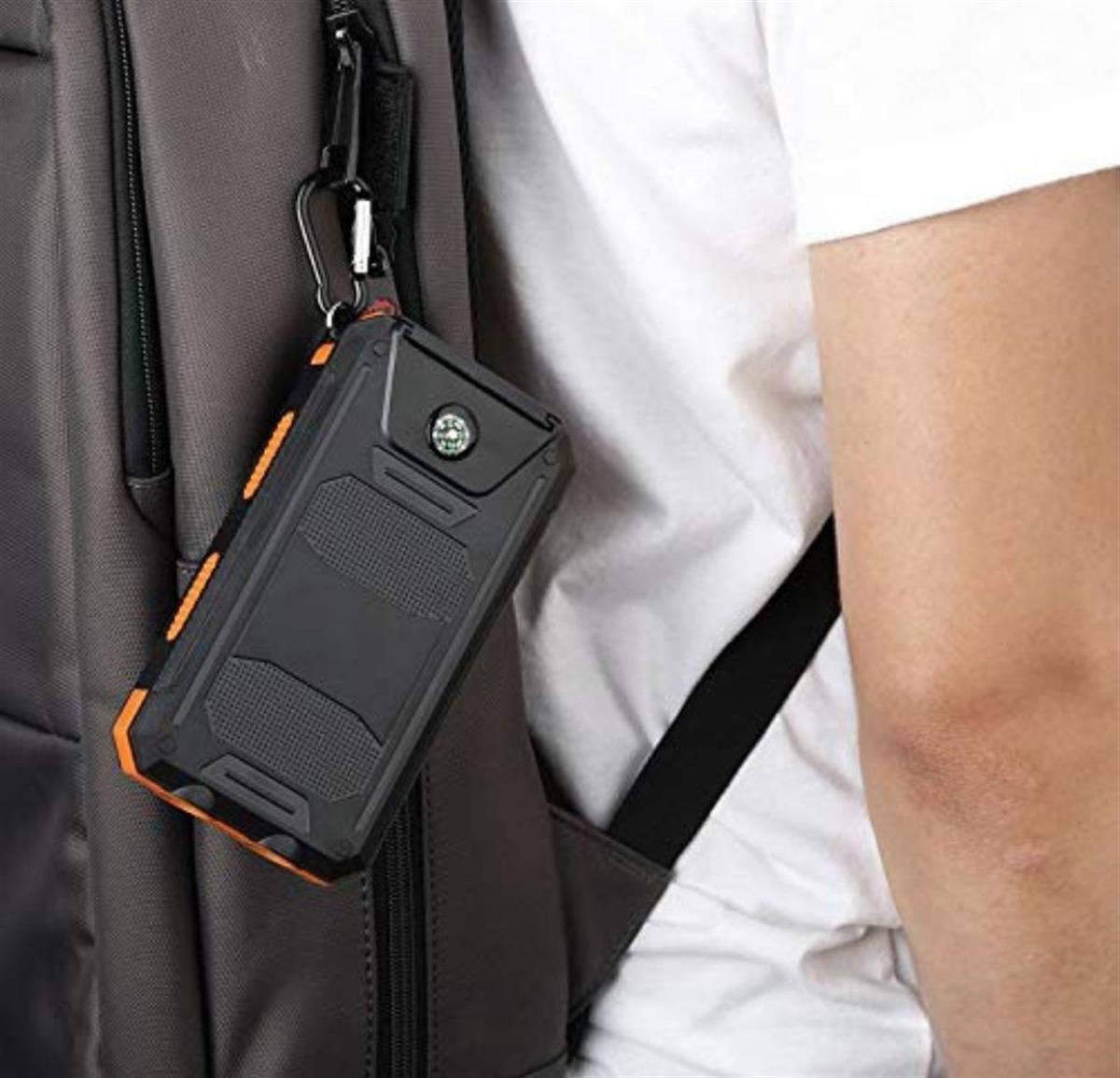 LivX Agile PoliKristal 20000mAh Solar Güneş Enerjili Powerbank Su Geçirmez Taşınabilir Göstergeli Fenerli L50-2-ORANGE