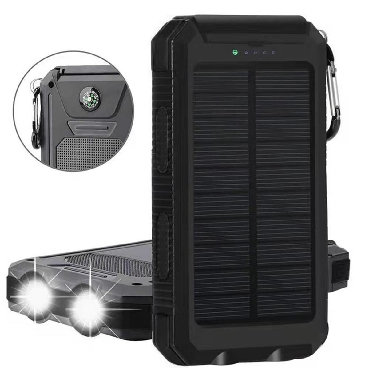 LivX Agile PoliKristal 20000mAh  Solar Güneş Enerjili Powerbank Su Geçirmez Taşınabilir Göstergeli Fenerli L50-2-BLACK