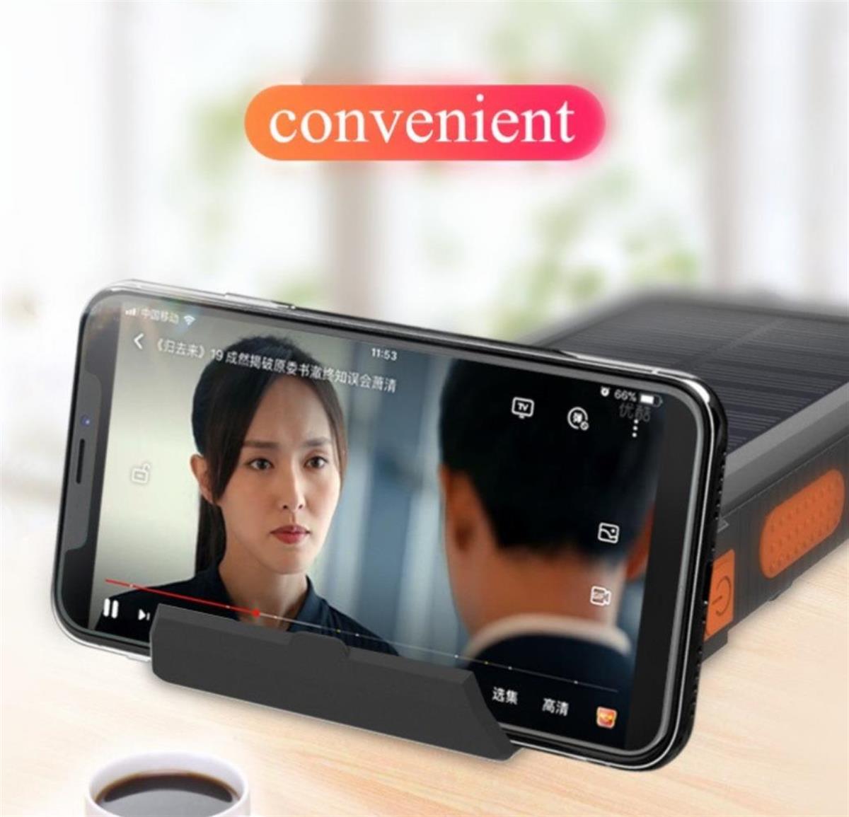 LivX Agile PoliKristal 20000mAh Solar Güneş Enerjili Powerbank Su Geçirmez Taşınabilir Göstergeli Fenerli L50-2-ORANGE