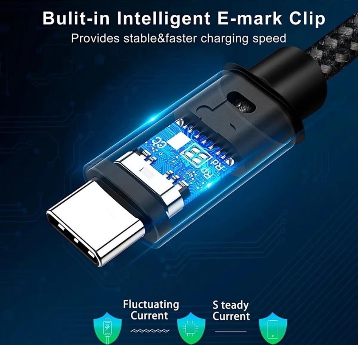 Livx Ikili Paket Force 100W Usb-C To Usb-C 3.1 Gen2 10 Gbps 4k@60hz 3 Metre Hızlı Şarj Data ve Görüntü Kablosu Örgülü Gn-03-2