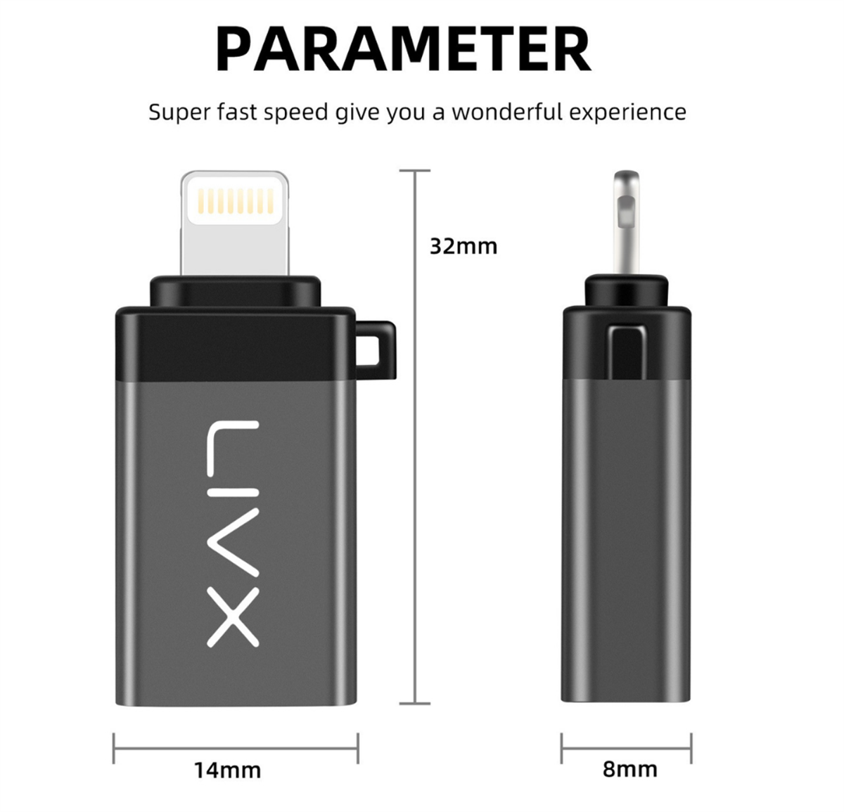 Livx Lightning to USB 3.0 OTG Çevirici Adaptör Siyah OTGLGM