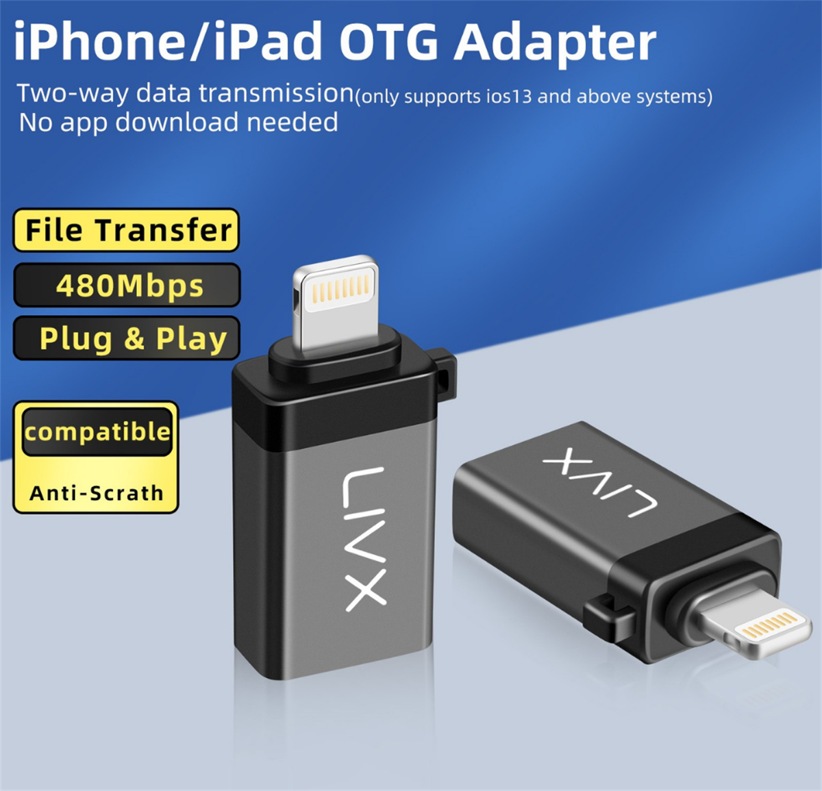 Livx Lightning to USB 3.0 OTG Çevirici Adaptör Siyah OTGLGM
