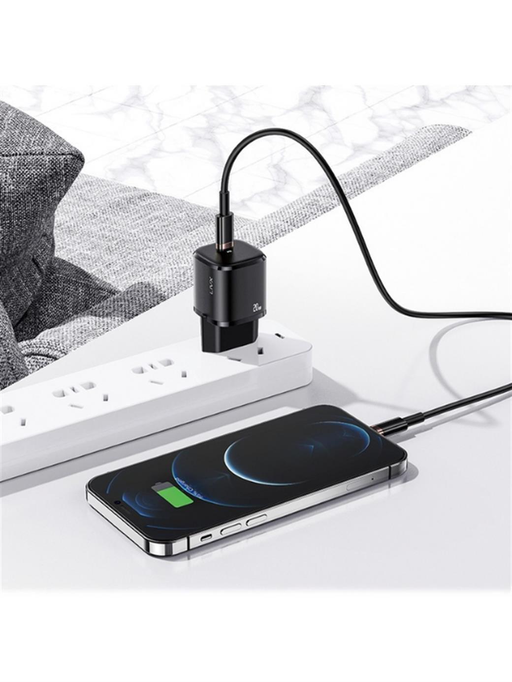 LivX Rapid 20W USB-C Mini PD Hızlı Şarj Cihazı Güç Adaptörü ve 3 metre Iphone hızlı şarj kablosu