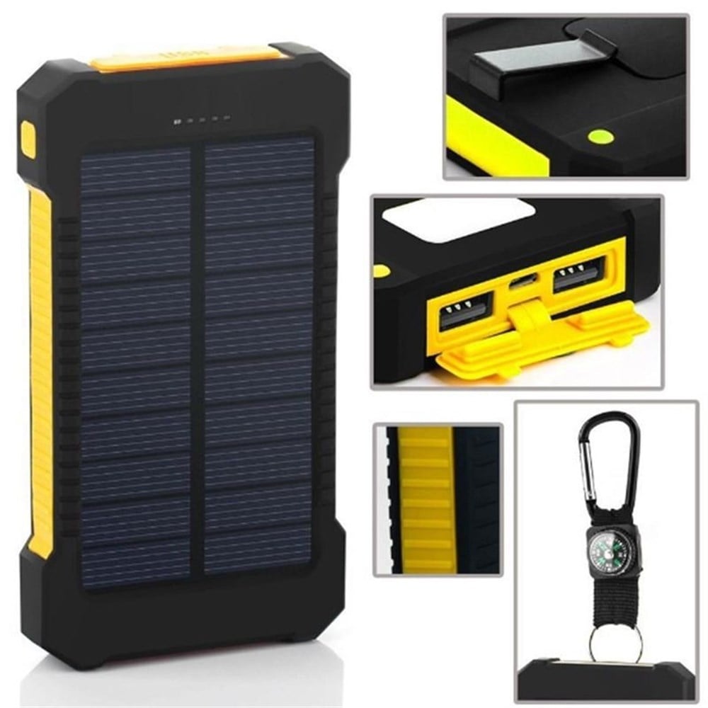 LivX Solar Güneş Enerjili 10000 Mah Taşınabilir Powerbank Led Işık Fenerli Kamp Şarj Aleti LVSLR-SARI