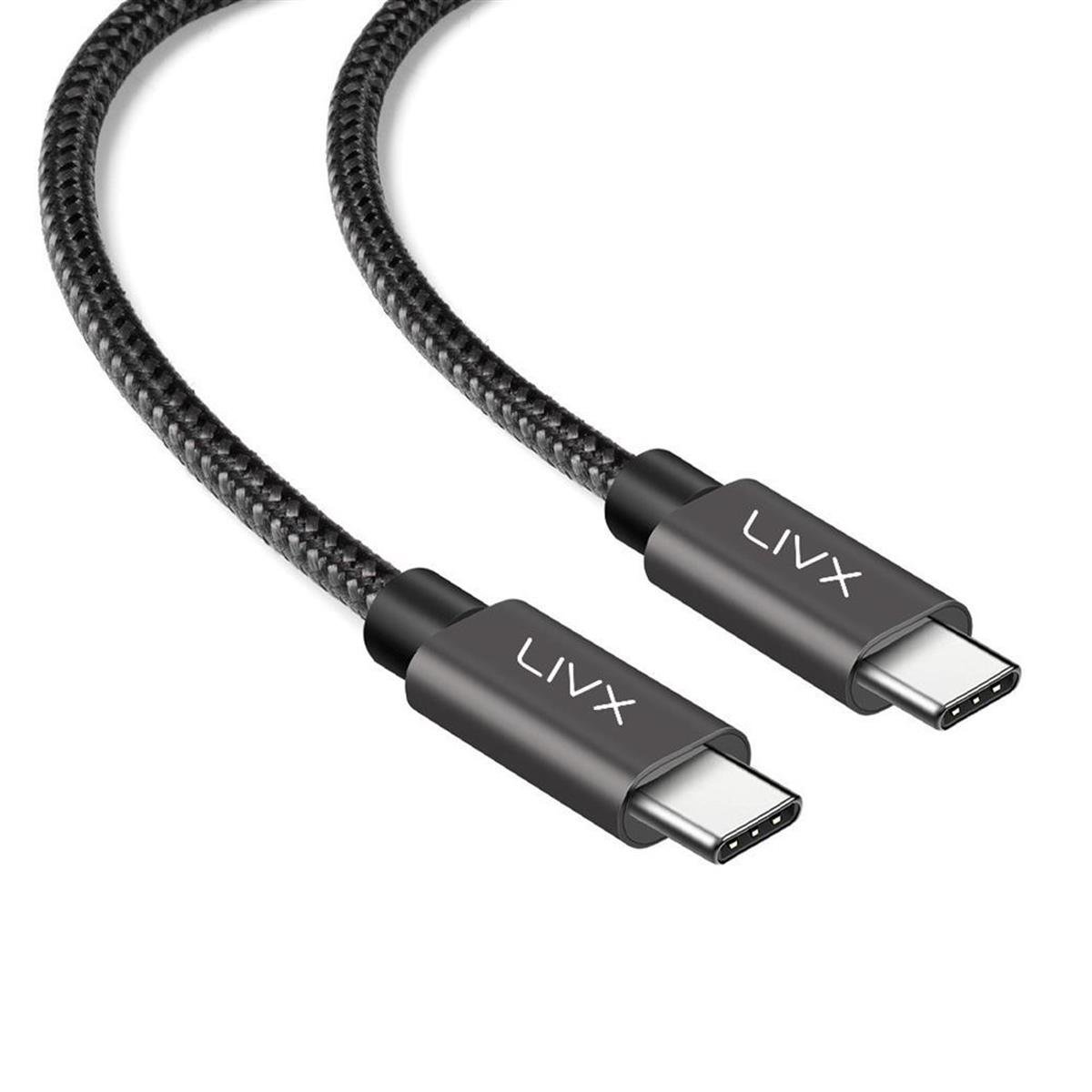 LivX Solid 100W 5A Type C to Type C PD 2.0 5 Gbps 2 Metre Hızlı Şarj ve Data Kablosu Space Gray LVA-TCT