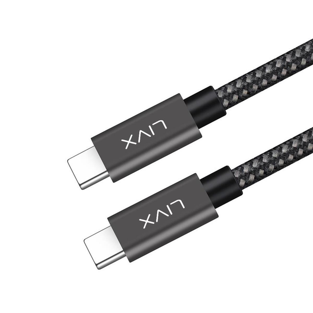 LivX Solid 100w 5a Type C To Type C PD 2.0 5 Gbps 1 Metre Hızlı Şarj Ve Data Kablosu Halat Örgülü Space Gray TCT-01