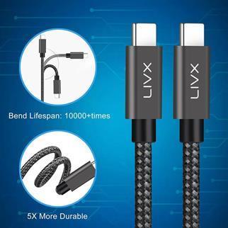 LivX Transparent 45W PD/QC Mini Araç şarj Cihazı ve 3 metre Hızlı Şarj Ve Data Kablosu