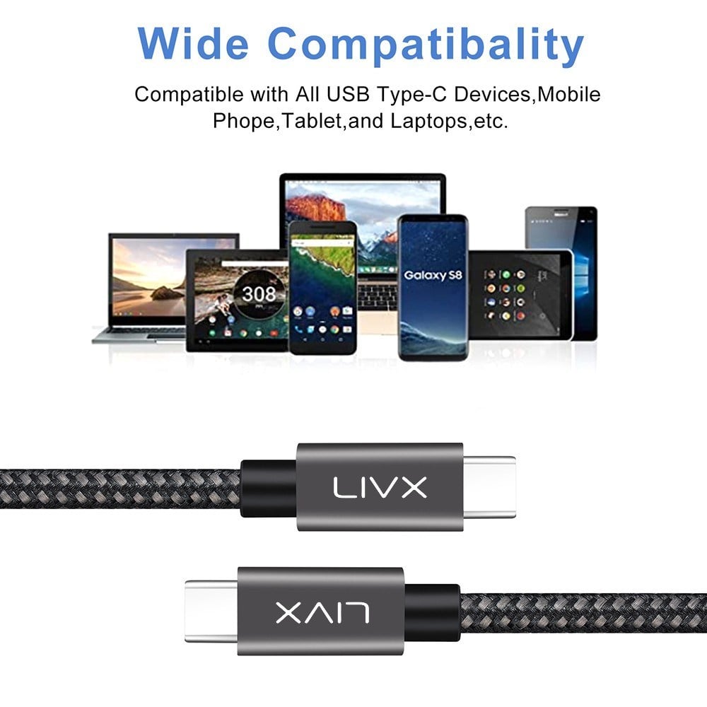LivX Type C to Type C 100W Şarj Kablosu LVA-TCT