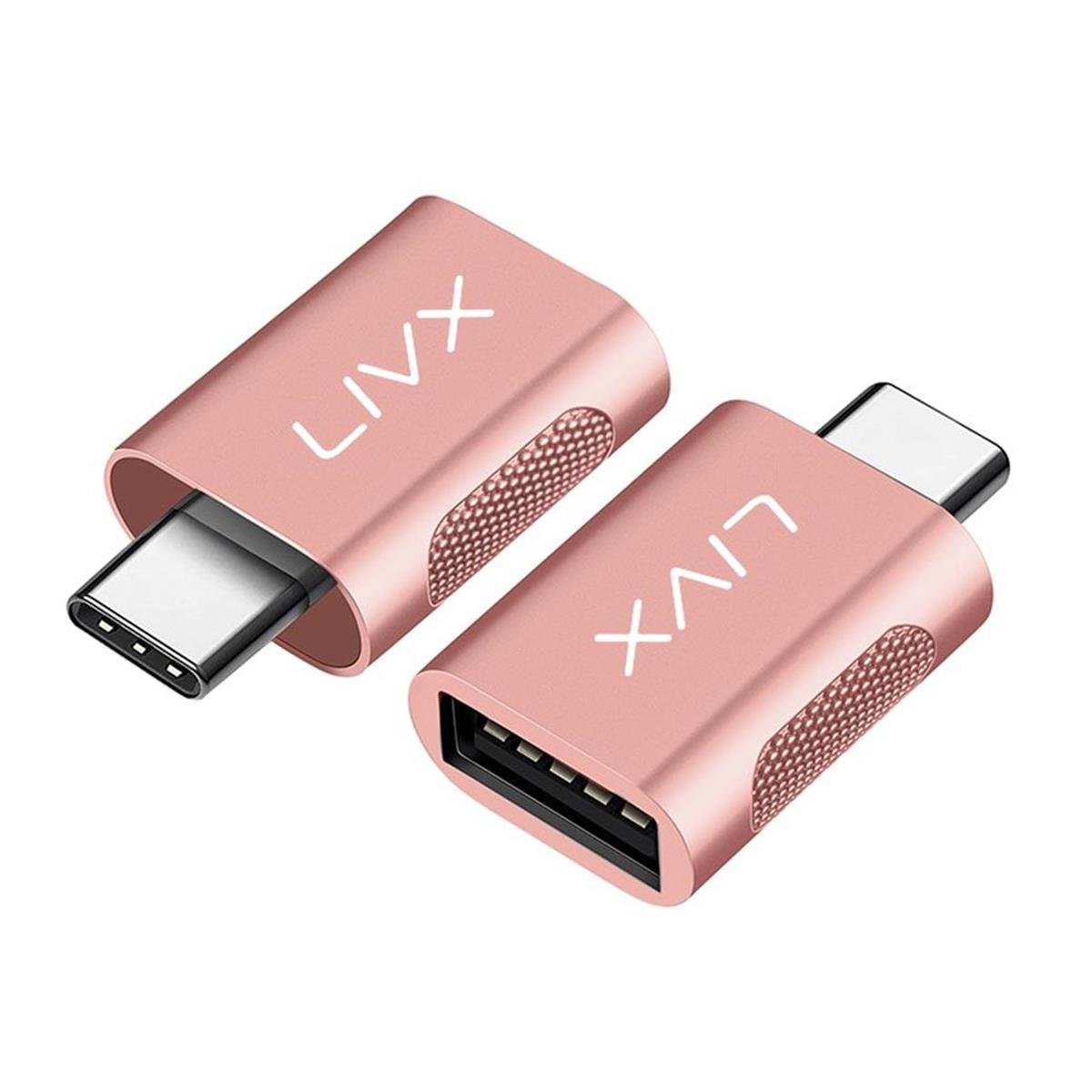 Livx USB 3.0 To Type-C Çevirici Dönüştürücü OTG Adaptör Rose Gold OTGRG