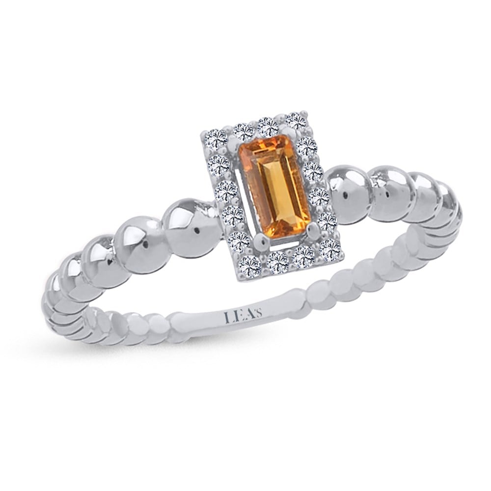 0.10 Karat Pırlanta Baget Citrine Yüzük