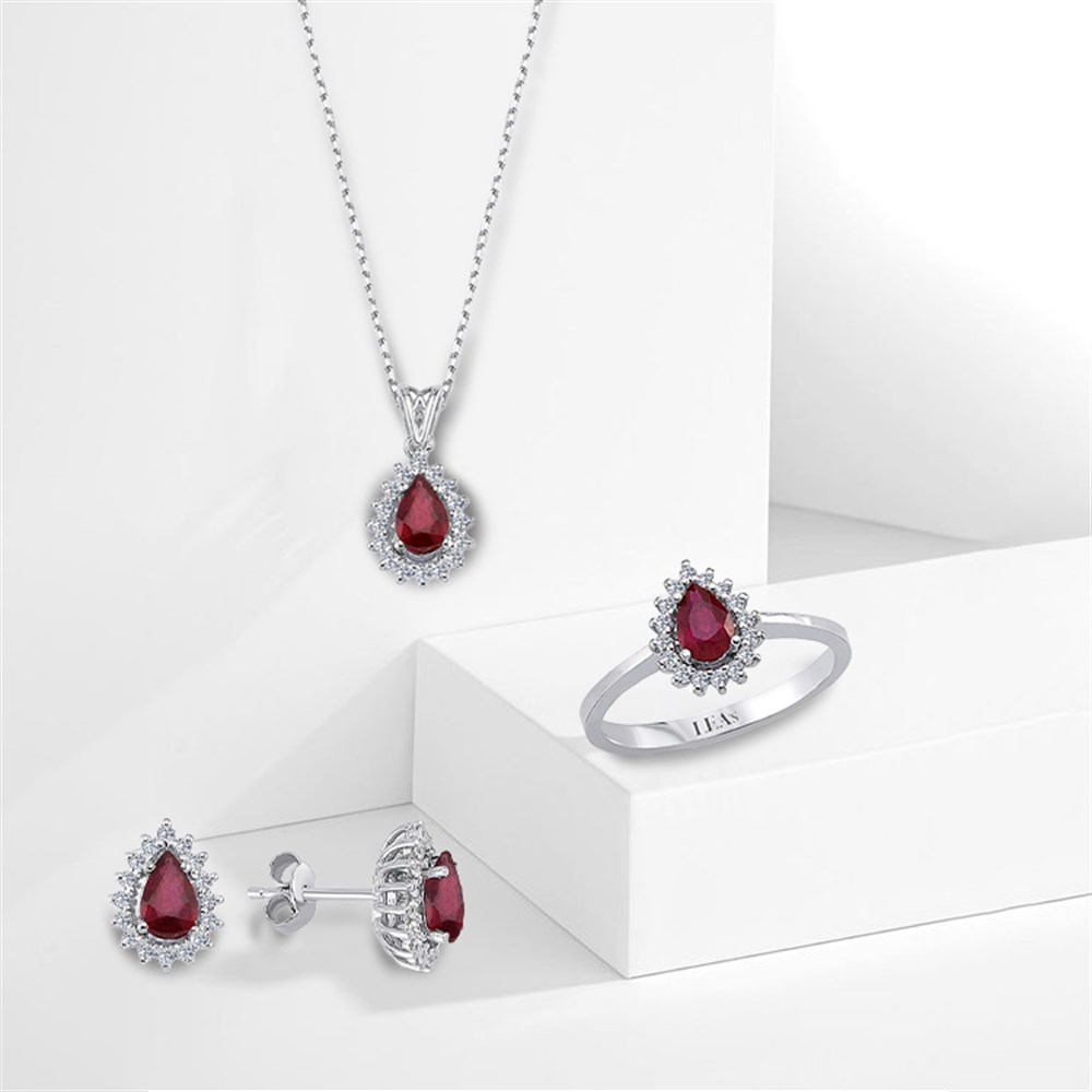 0.52 Karat Pırlanta Yakut 3'lü Set