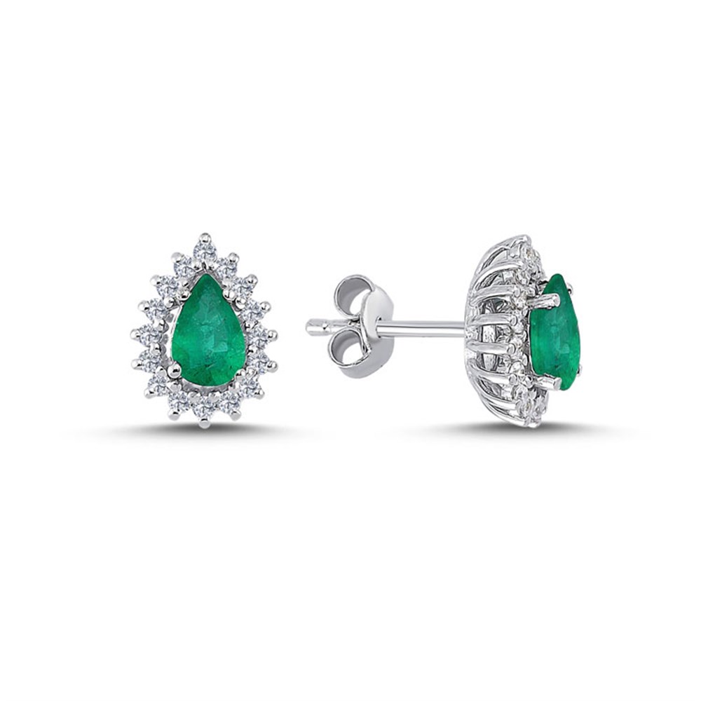 0.52 Karat Pırlanta Zümrüt Damla 3'lü Set