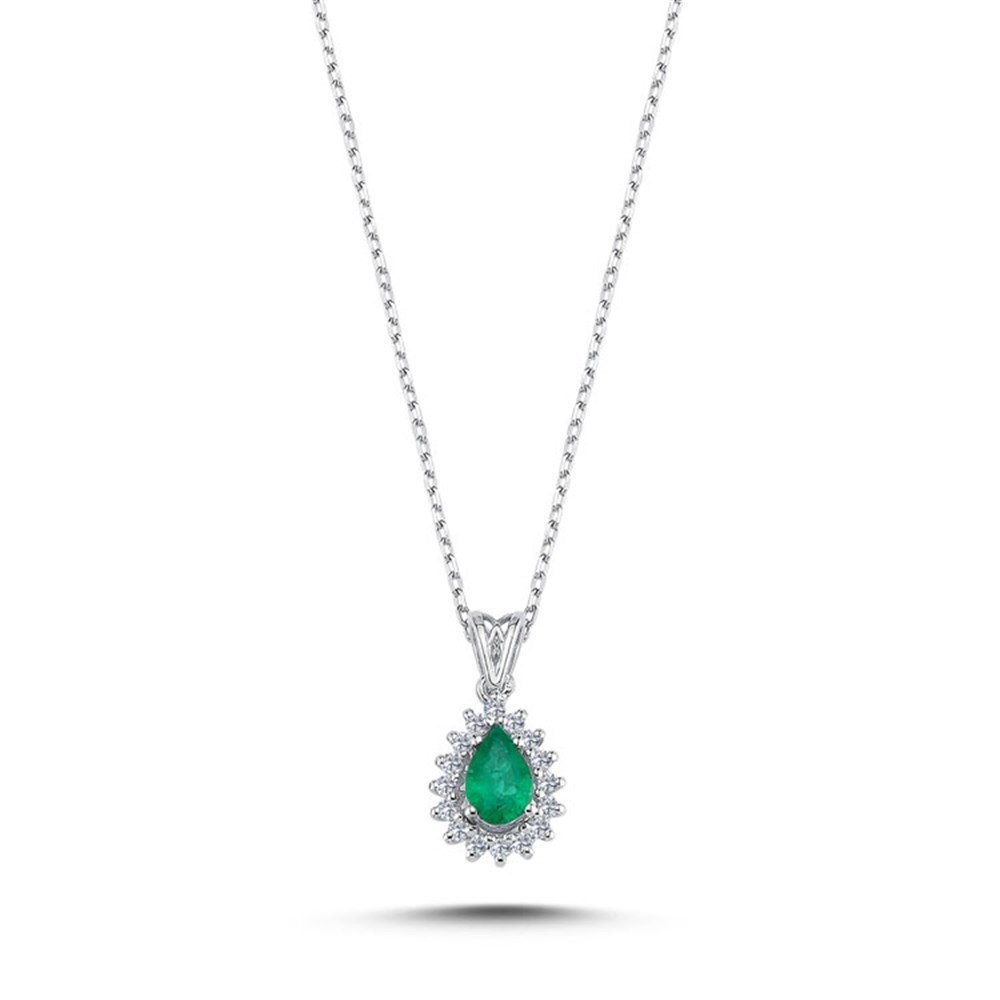 0.52 Karat Pırlanta Zümrüt Damla 3'lü Set