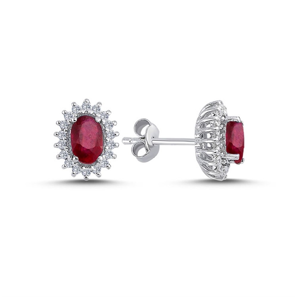 0.59 Karat Pırlanta Yakut Oval 3'lü Set