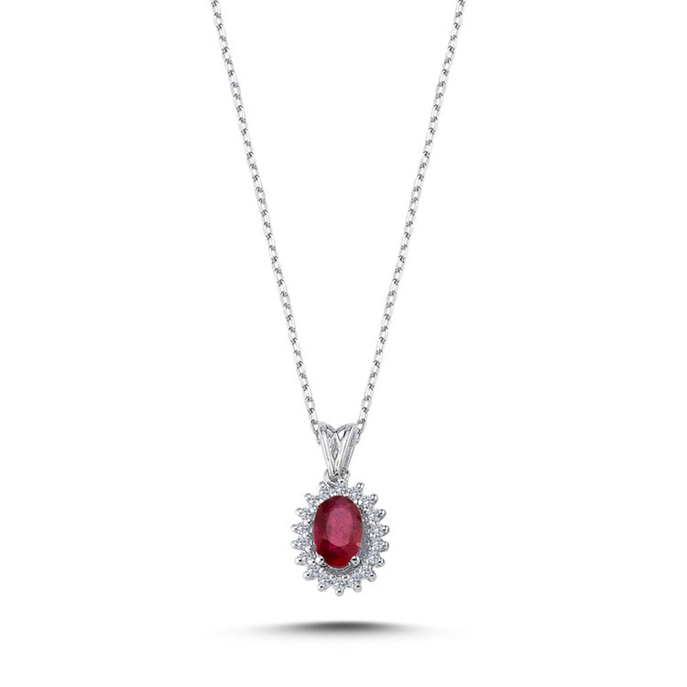 0.59 Karat Pırlanta Yakut Oval 3'lü Set