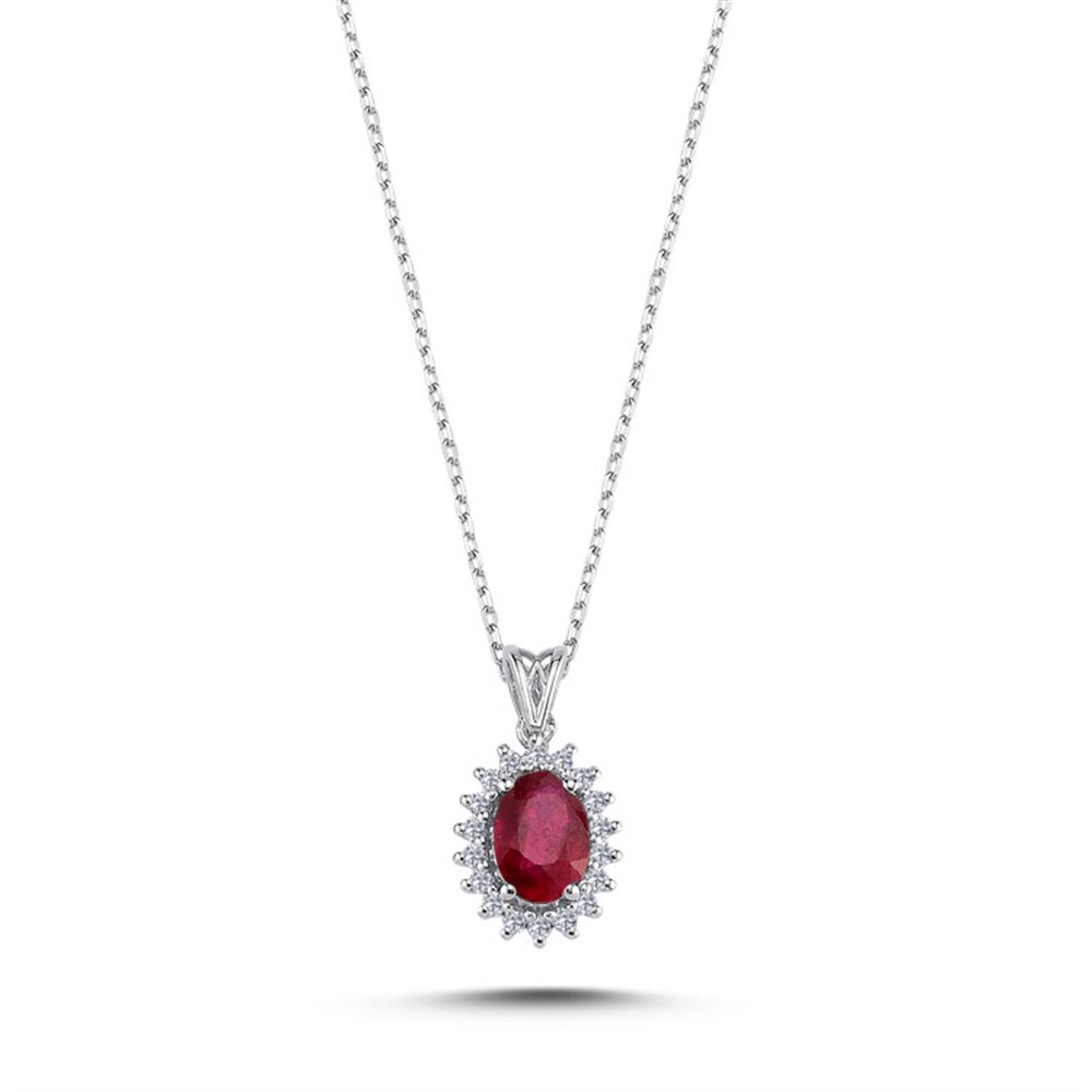 0.59 Karat Pırlanta Yakut Oval 3'lü Set