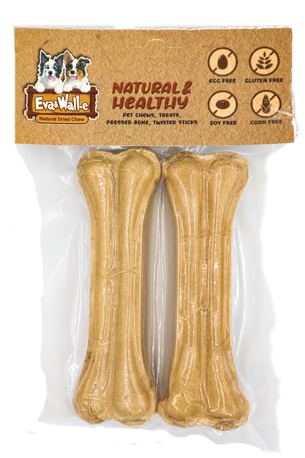 Doğal Naturel Ham Deri Köpek Kemiği 2'li Set 12cm | Küçük ve Orta Irklar İçin Doğal Çiğneme Kemiği