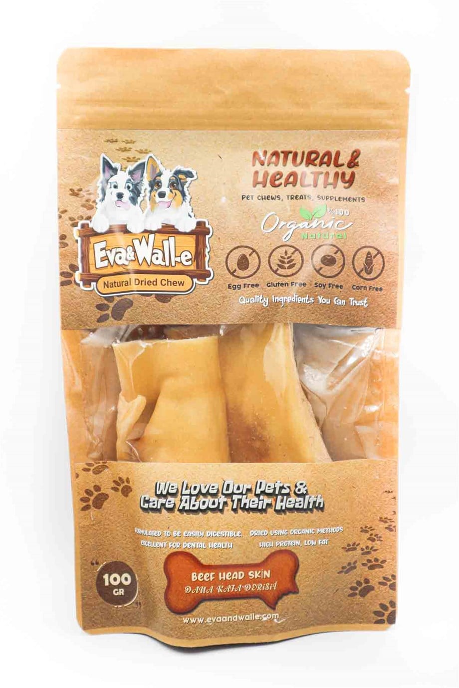 Eva and Wall-e Kurutulmuş Dana Kelle, Kafa Derisi Doğal ve Organik Köpek Ödülü Özel Seri